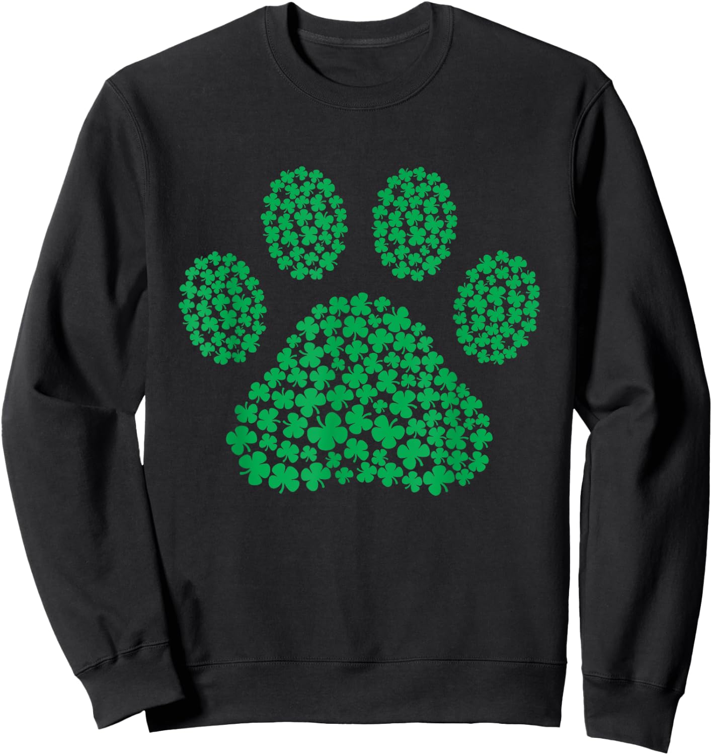 Dog Paw Clovers St Patrick's Day Shamrock Irish Ireland Sweatshirt - Sweatshirt | Black
