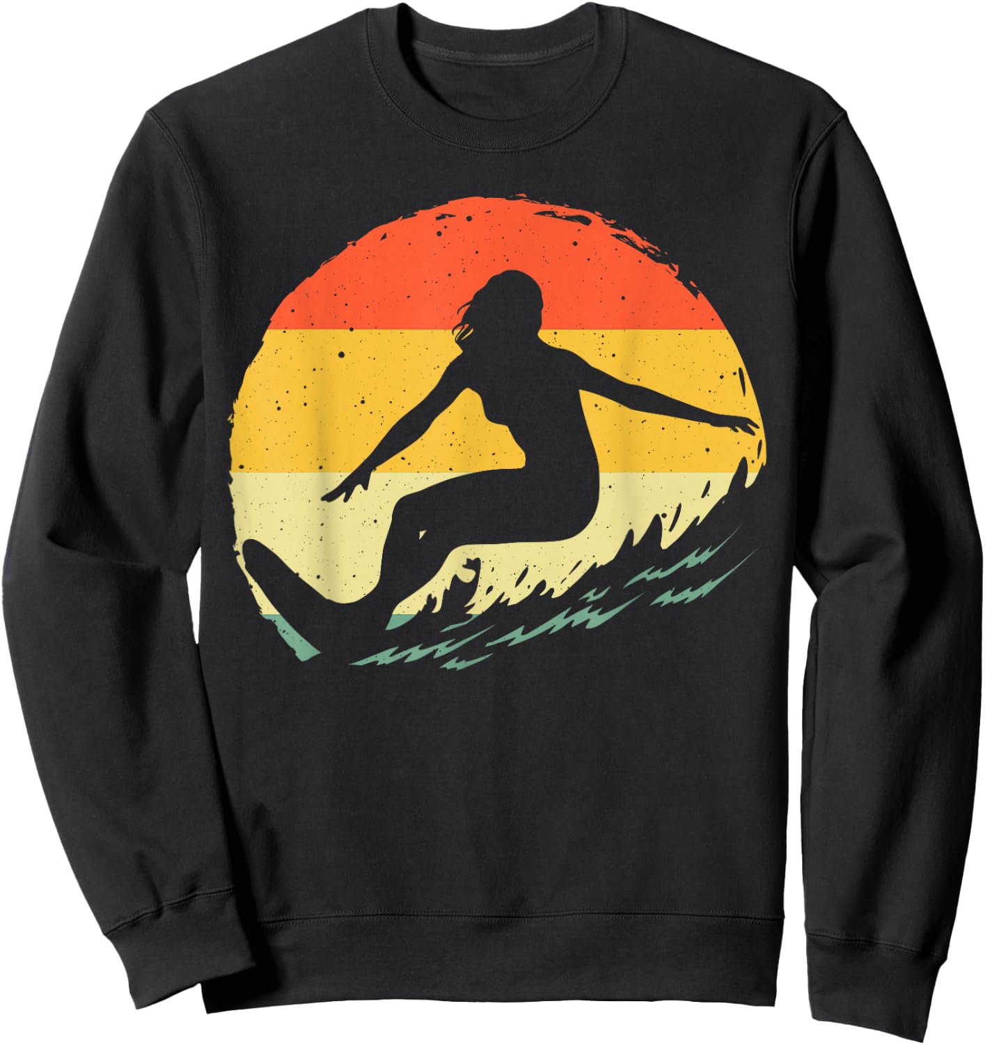 Surf Art Girls Beach Surfer Hawaiian Wave Surfing Sweatshirt - Sweatshirt | Black