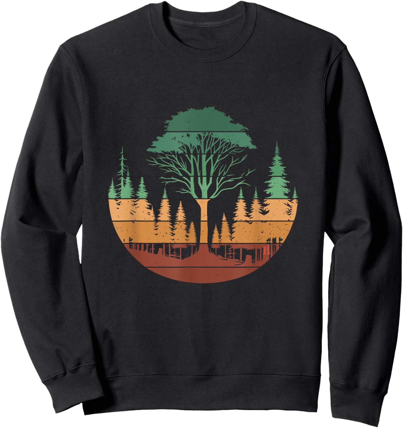 Trees Wildlife Nature Outdoors Retro Vintage Forest Sweatshirt - Sweatshirt | Black