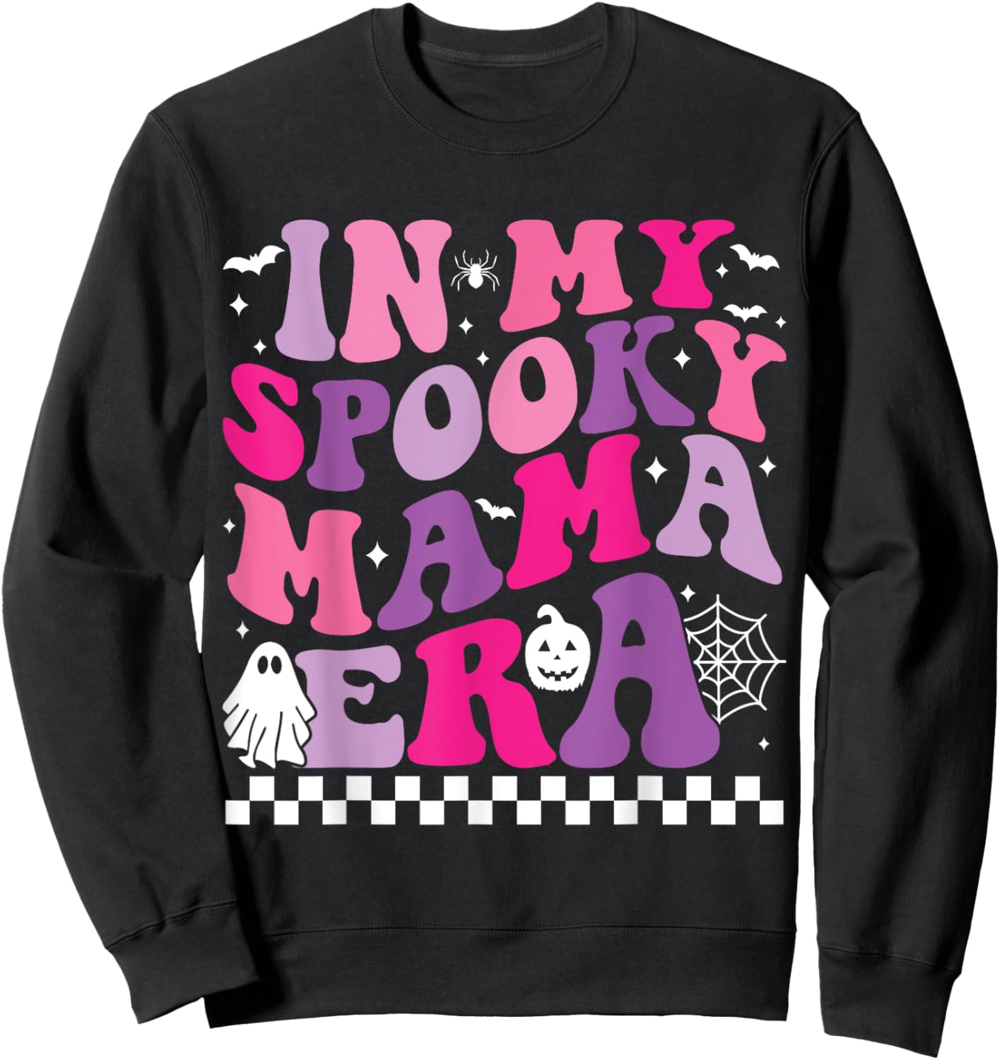 Groovy In My Spooky Mama Era Funny Halloween Mom Ghost Sweatshirt - Sweatshirt | Black