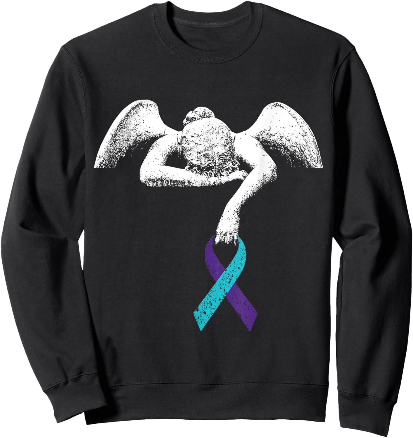 Angel and Suicide Awareness Suicide Prevention Shirt Sweatshirt - Sweatshirt | Black