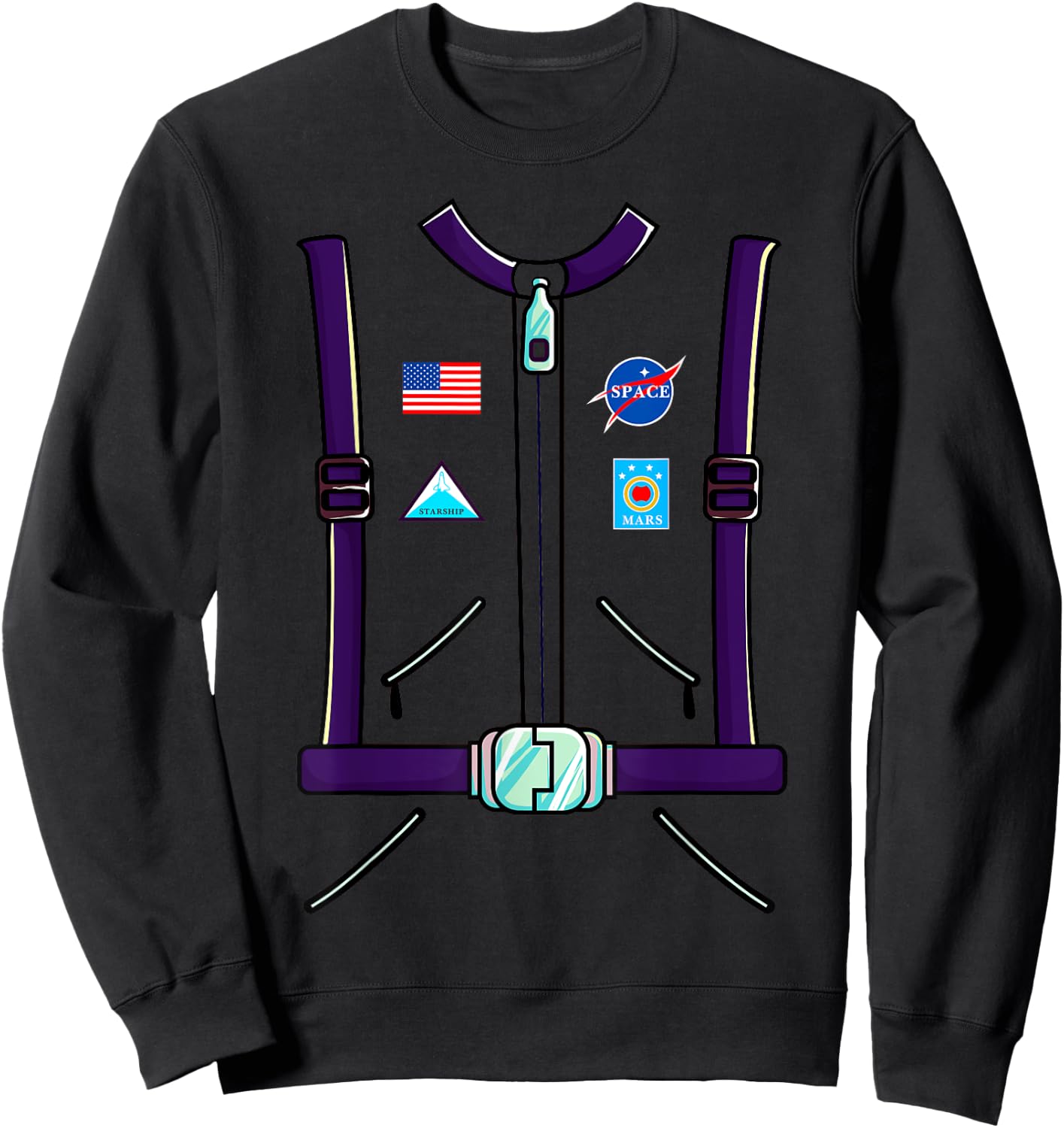 Astronaut Costume Space Suit Adult Men Women Kids Boys Sweatshirt - Sweatshirt | Black