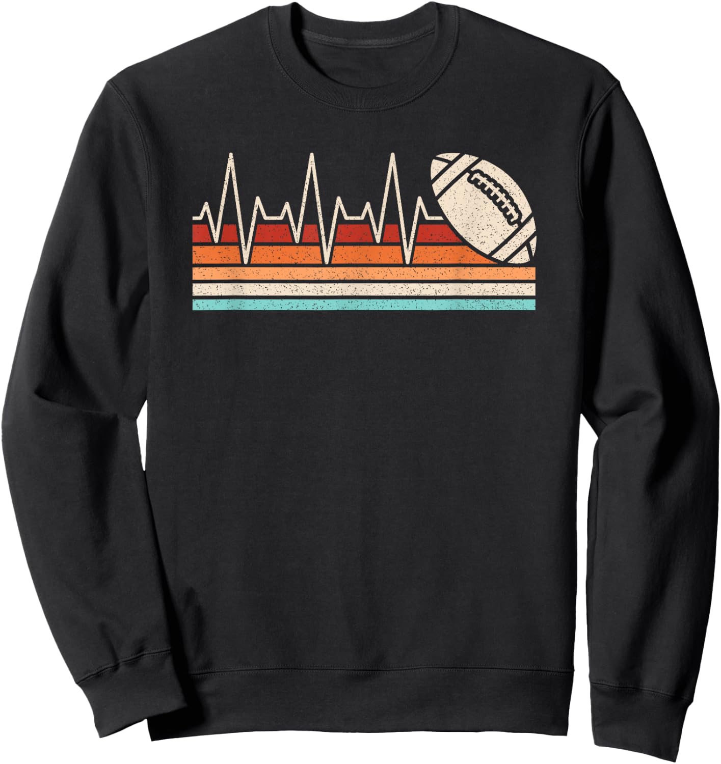 Retro American Football Heartbeat Men Boys Kids Sweatshirt - Sweatshirt | Black