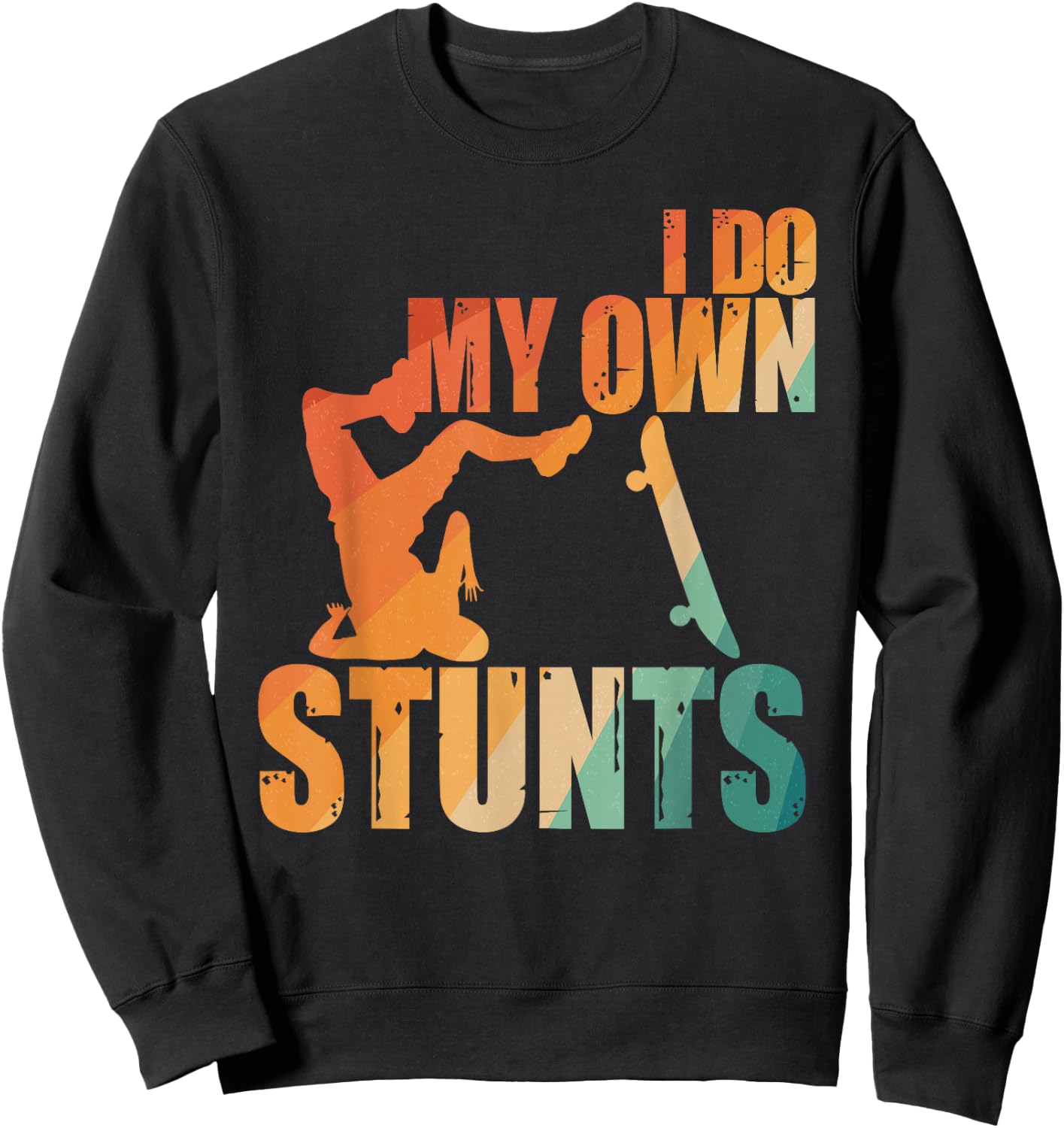 Skateboard Art Women Kids Skateboard Skateboarding Sweatshirt - Sweatshirt | Black