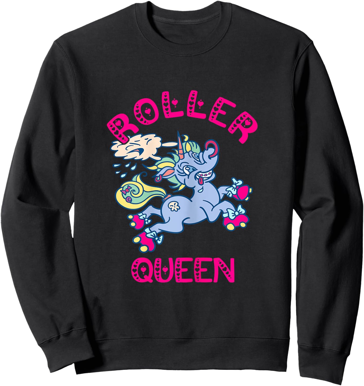 Roller Skates Queen Unicorn Roller Skating Skating Rink Sweatshirt - Sweatshirt | Black