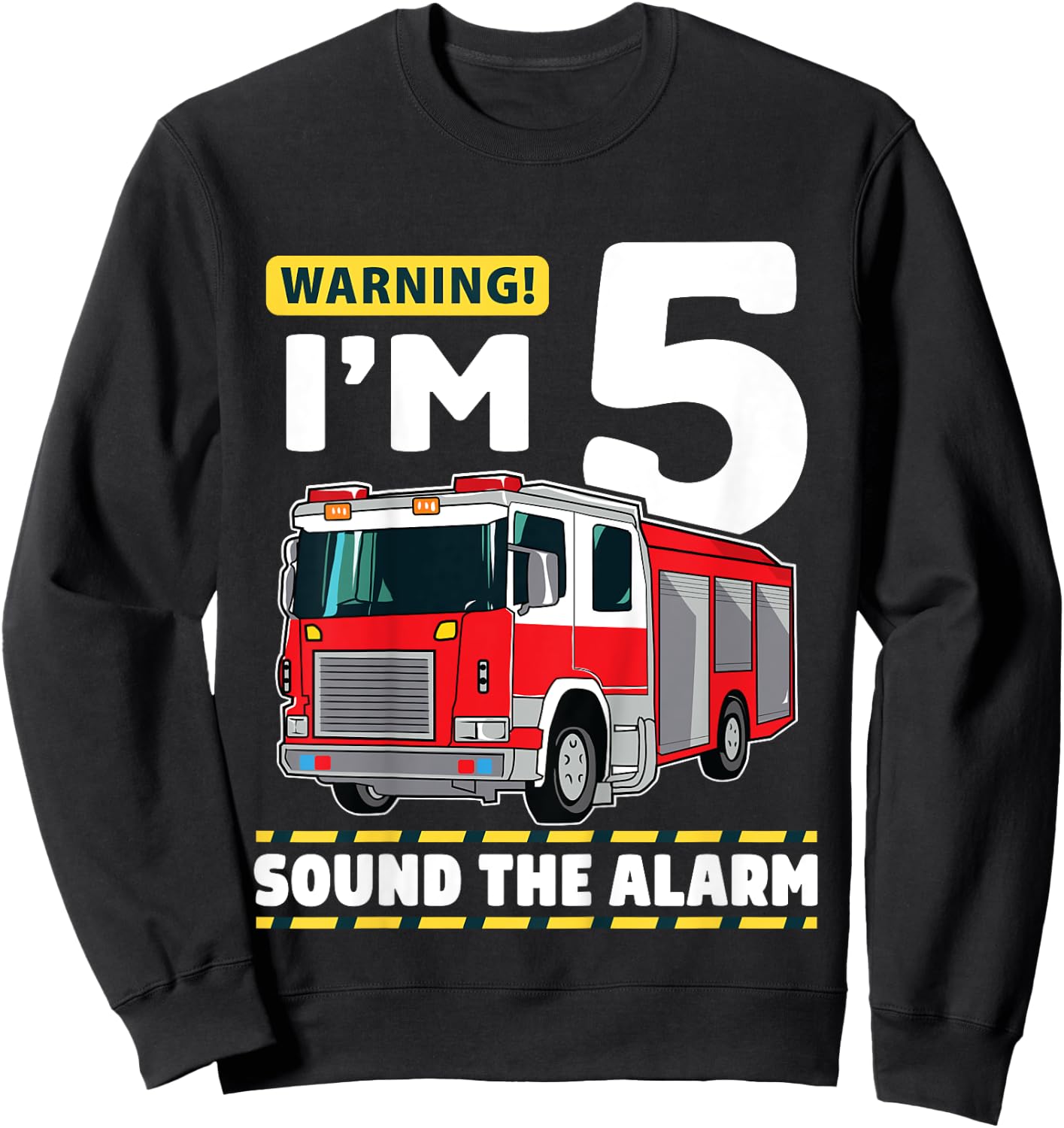 Kids Fire Truck 5 Year Old Firefighter 5th Birthday Boy Five Sweatshirt - Sweatshirt | Black