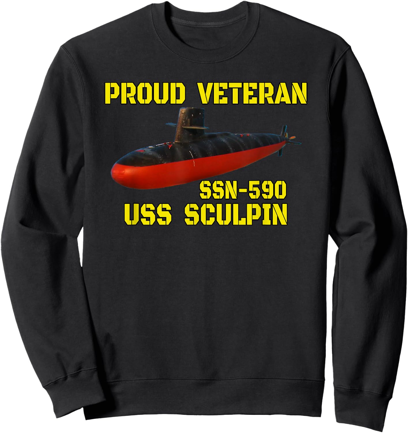 USS Sculpin SSN-590 Submarine Veterans Day Father Grandpa Sweatshirt - Sweatshirt | Black