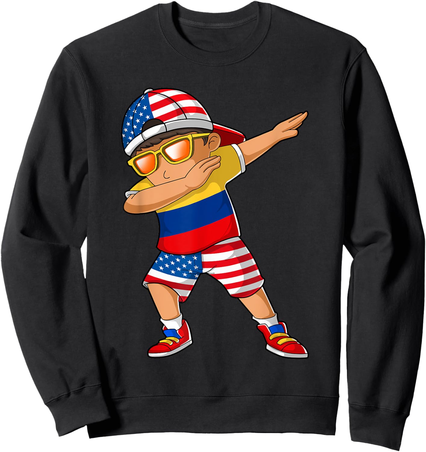 Half American Half Colombian Boy Kid Colombia Flag Patriotic Sweatshirt - Sweatshirt | Black