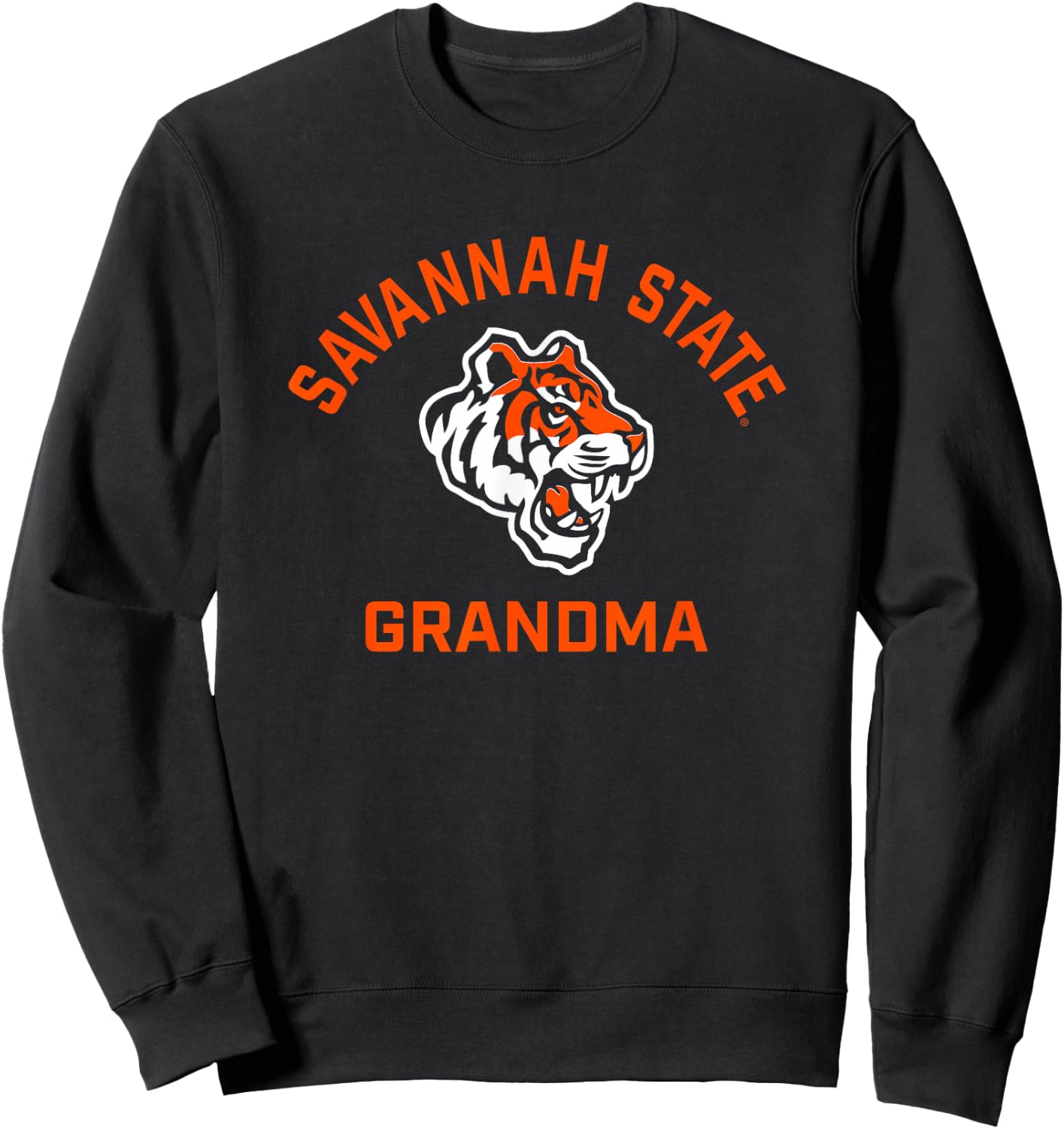 Savannah State University SSU Tigers Arched Grandma Sweatshirt - Sweatshirt | Black