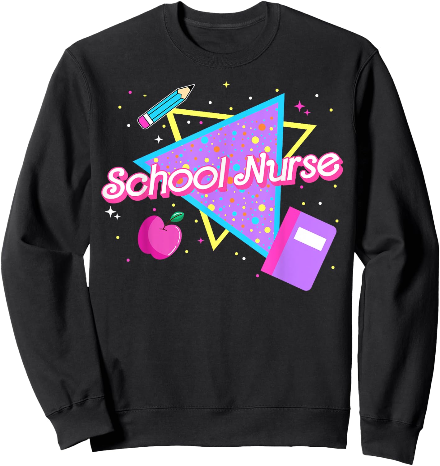 Cute School Nurse Back to school 80's 90's Retro Old School Sweatshirt - Sweatshirt | Black