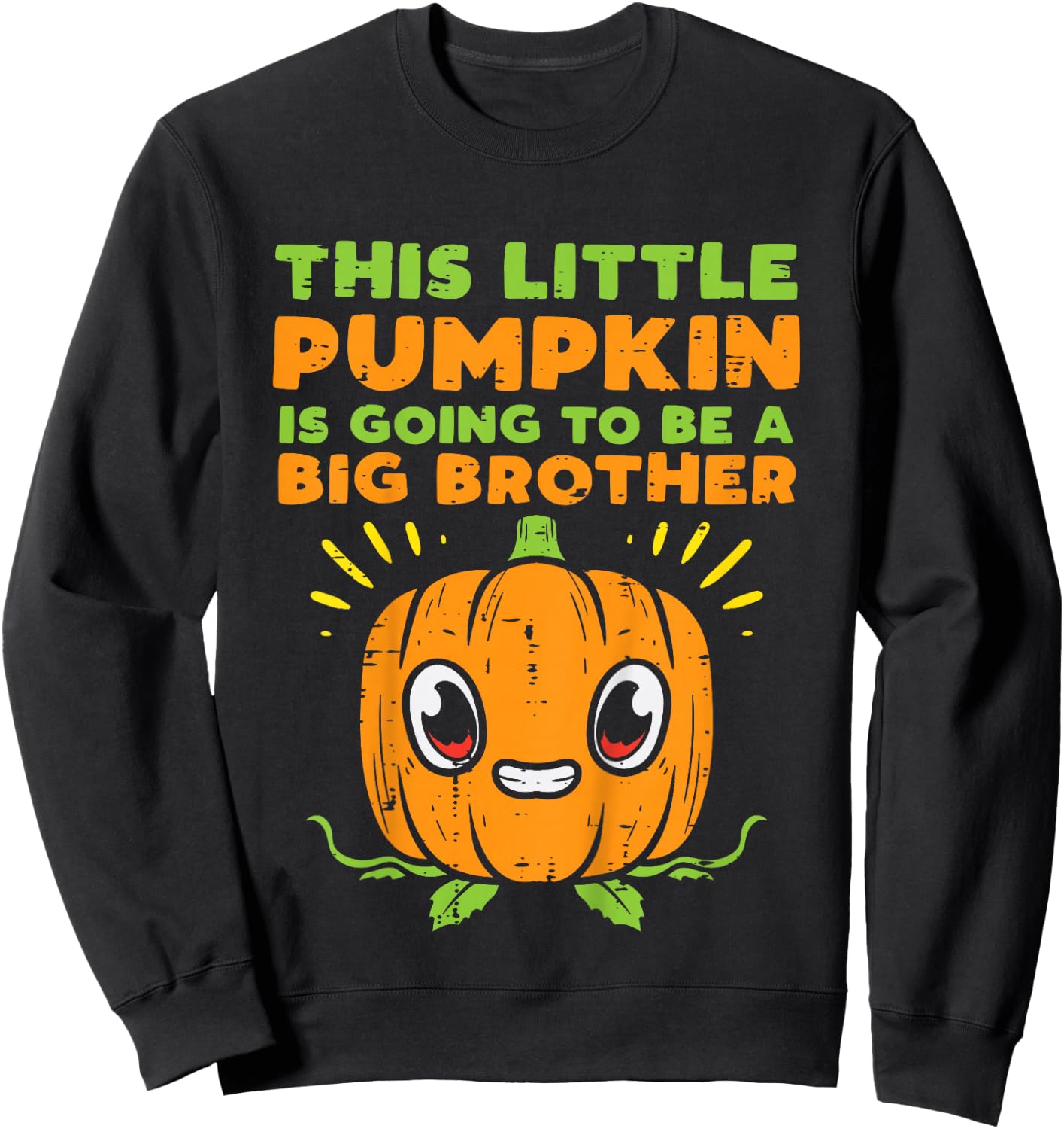 Kids Pumpkin Big Brother Baby Halloween Pregnancy Announcement Sweatshirt - Sweatshirt | Black
