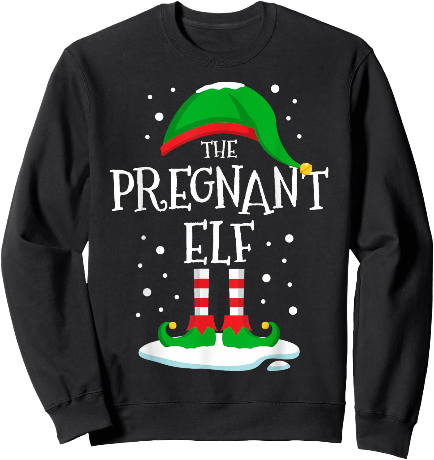 The Pregnant Elf Christmas Family Matching Xmas Mommy To Be Sweatshirt - Sweatshirt | Black