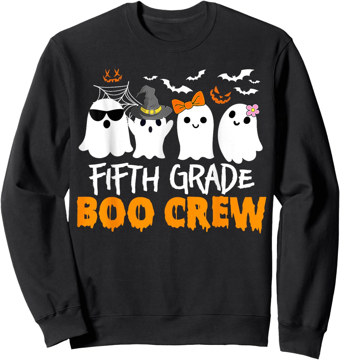 Funny Fifth Grade Boo Crew Halloween Teacher Costume Sweatshirt - Sweatshirt | Black