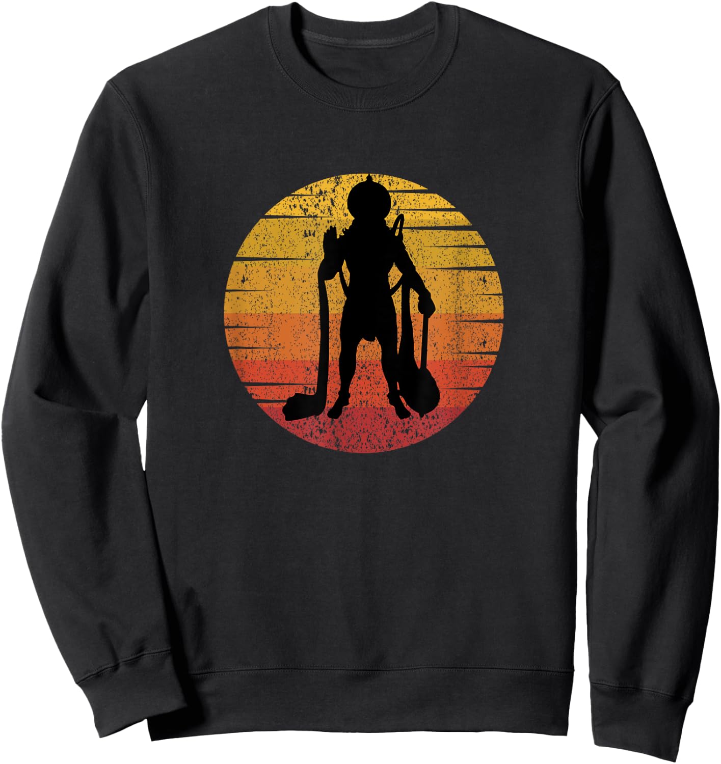 Retro Vintage Hindu God Lord Hanuman Monkey God Men Women Sweatshirt - Sweatshirt | Black