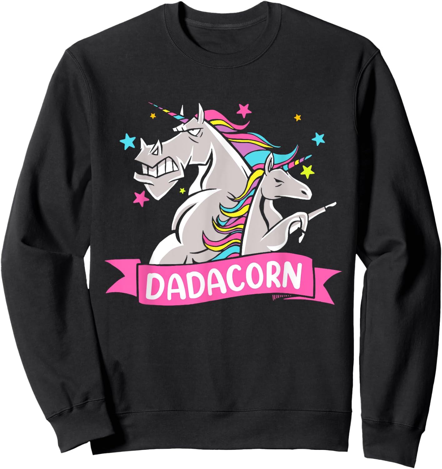 Fathers Day Gift Unicorn Dad Shirt Funny Dadacorn Kids Men Sweatshirt - Sweatshirt | Black
