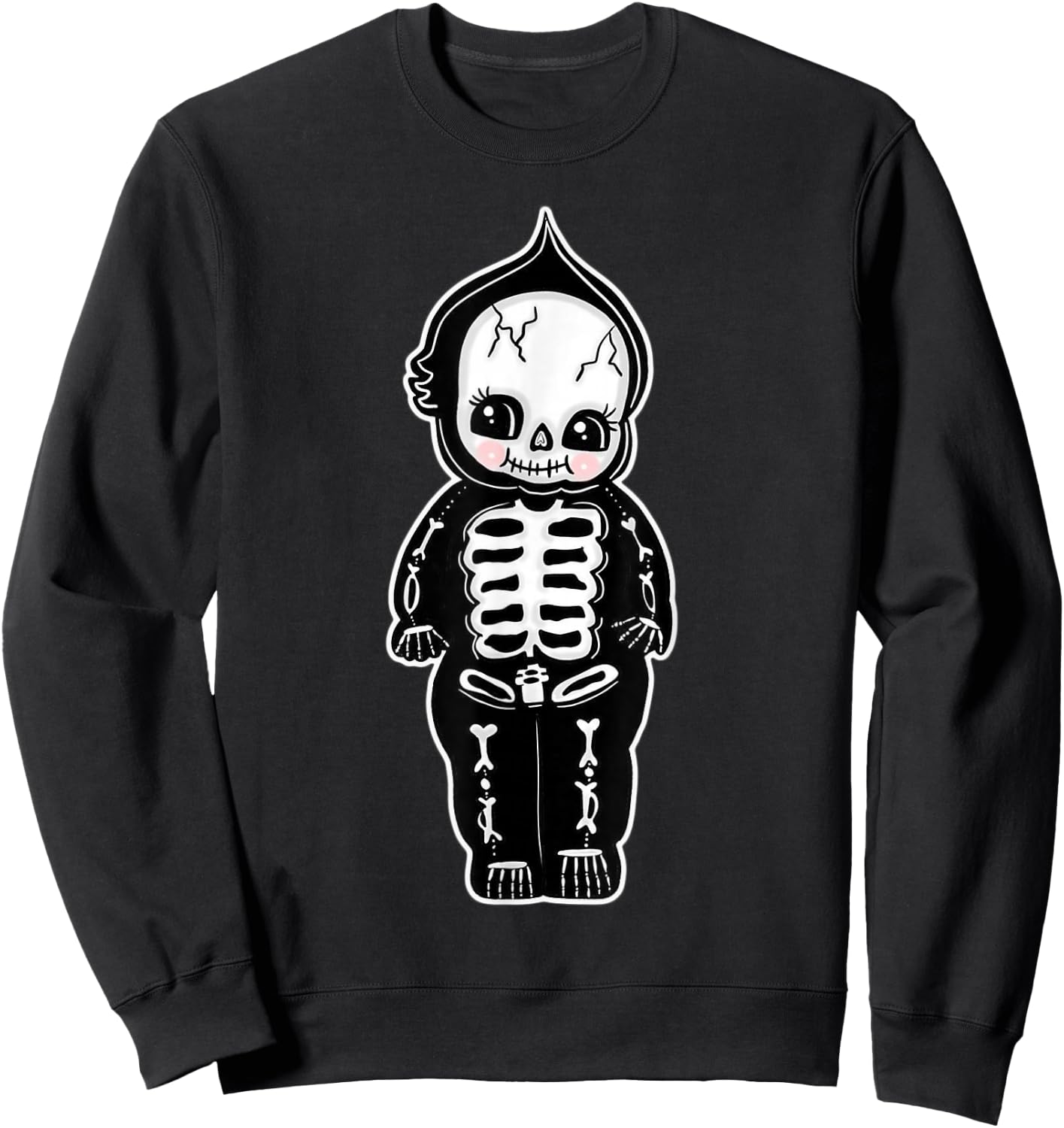Skeleton Kewpie Baby Blackwork Sweatshirt - Sweatshirt | Black