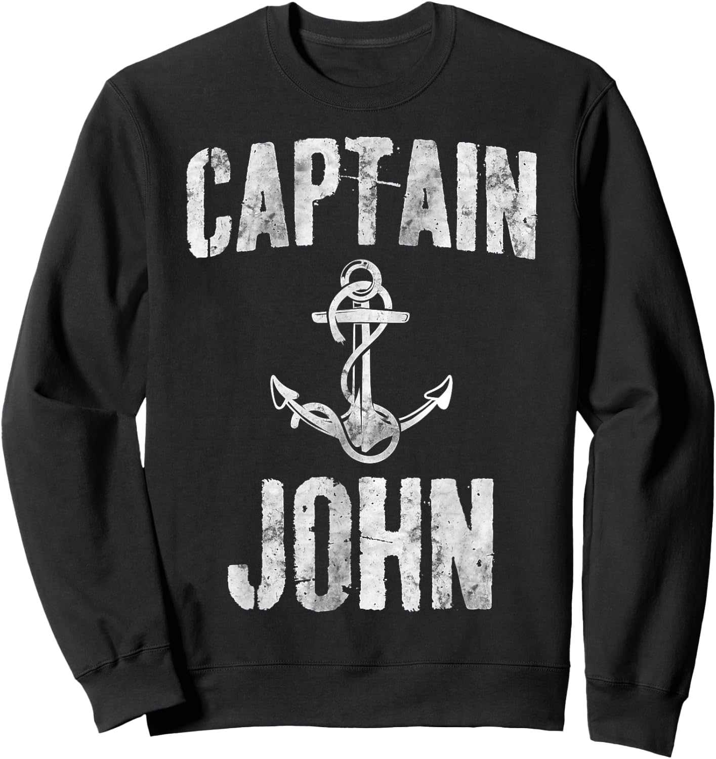 Funny Personalized Boating Shirt First Name Captain John Sweatshirt - Sweatshirt | Black