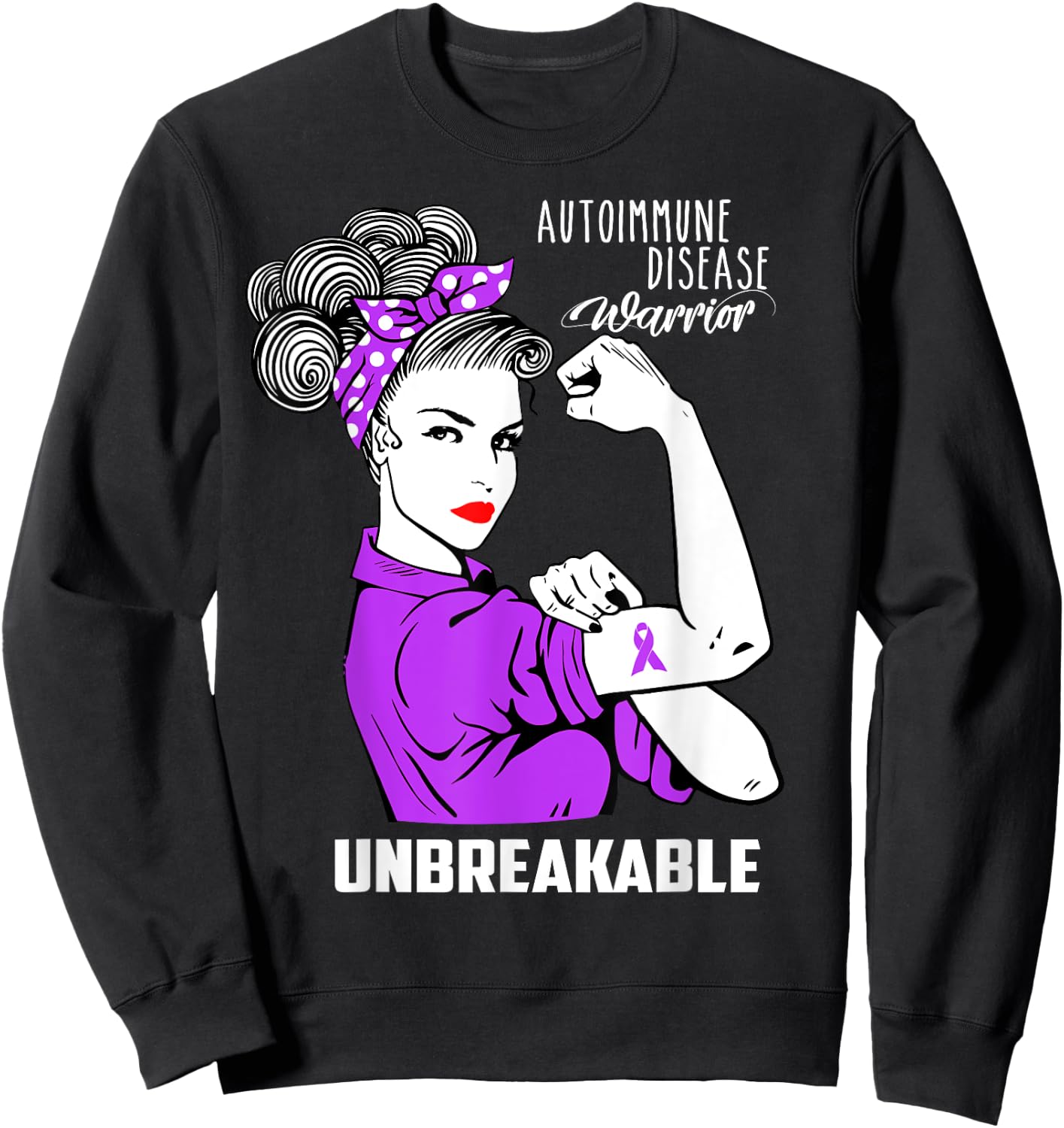 Autoimmune Disease Warrior Unbreakable Shirt Awareness Gift Sweatshirt - Sweatshirt | Black