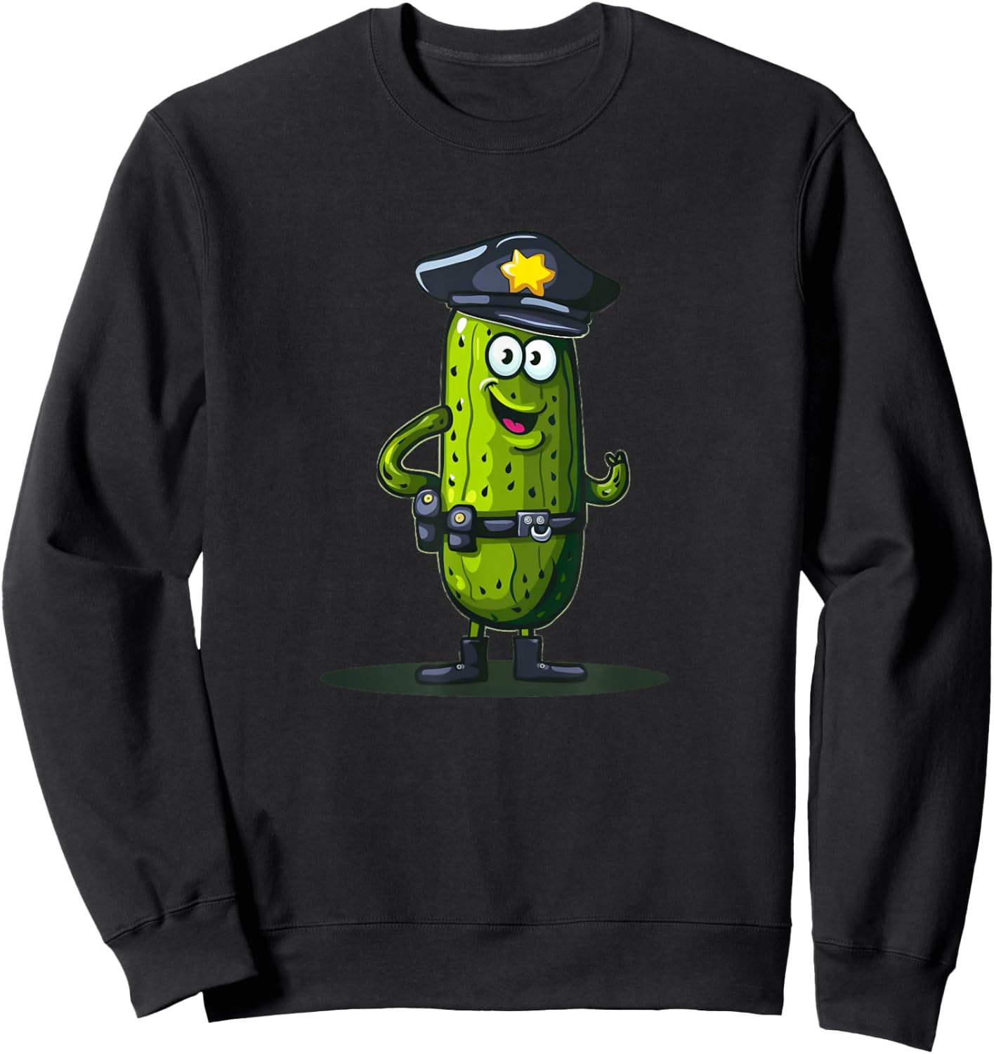 Funny looking Pickle in Police Office Outfit Sweatshirt - Sweatshirt | Black