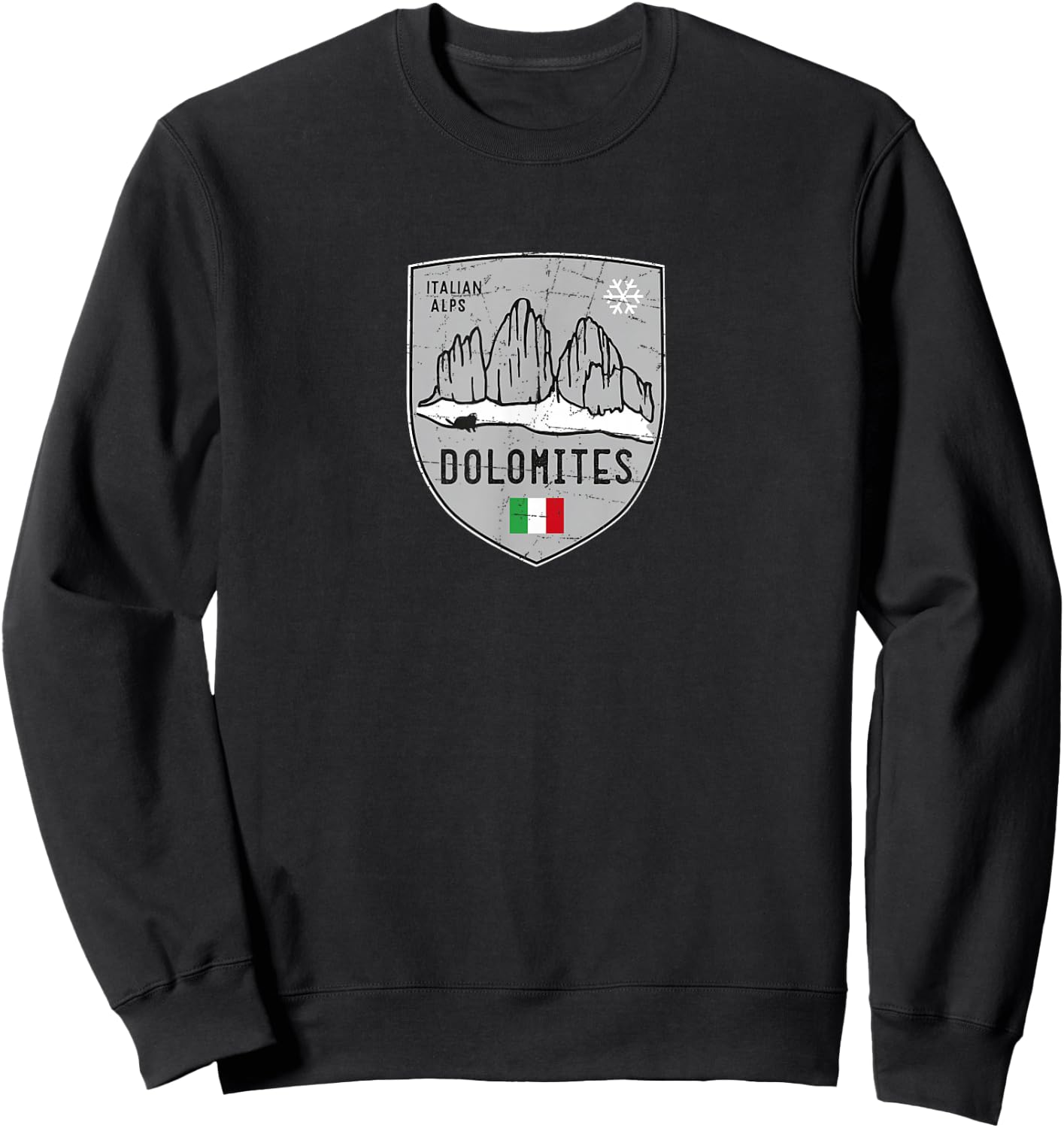 Dolomites Three Peaks Mountain Ski Crest Sweatshirt - Sweatshirt | Black