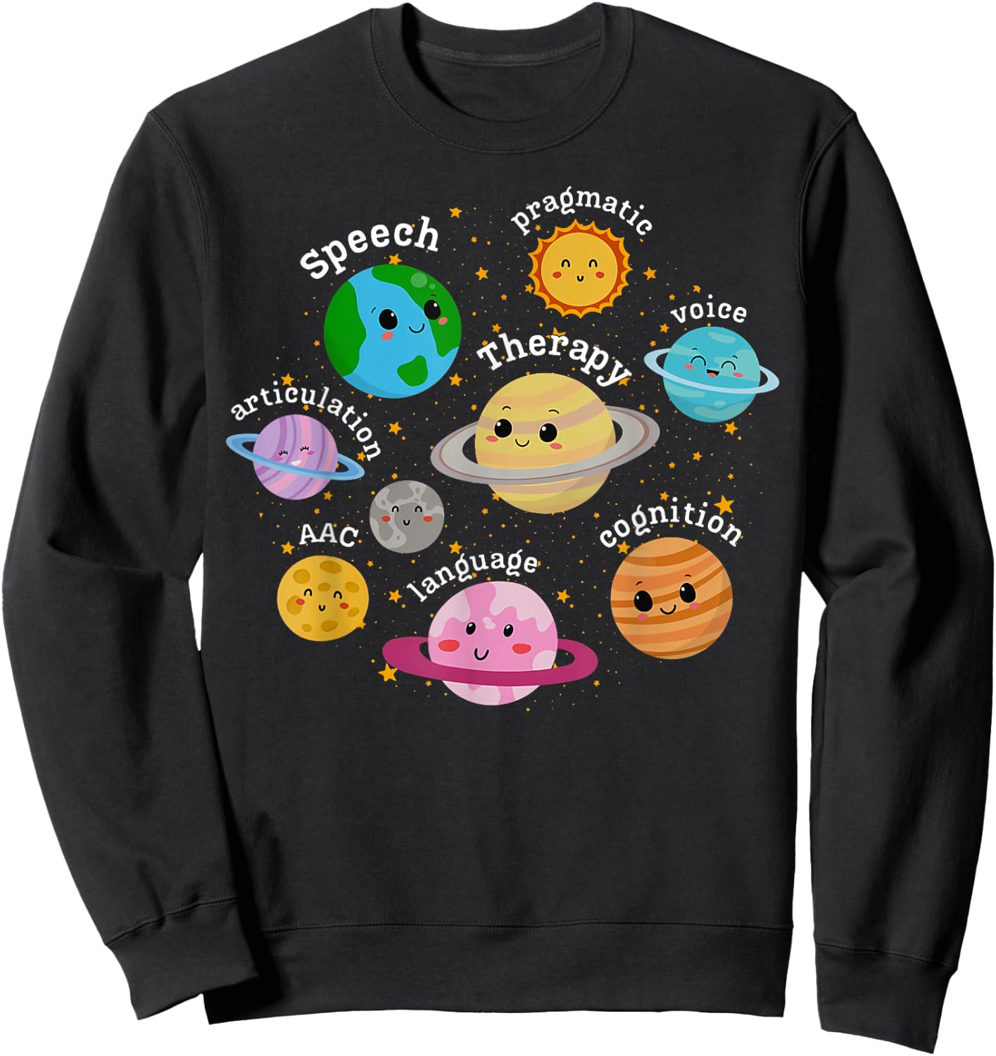 SLP System Planets Speech Language Pathologist Outer Space Sweatshirt - Sweatshirt | Black