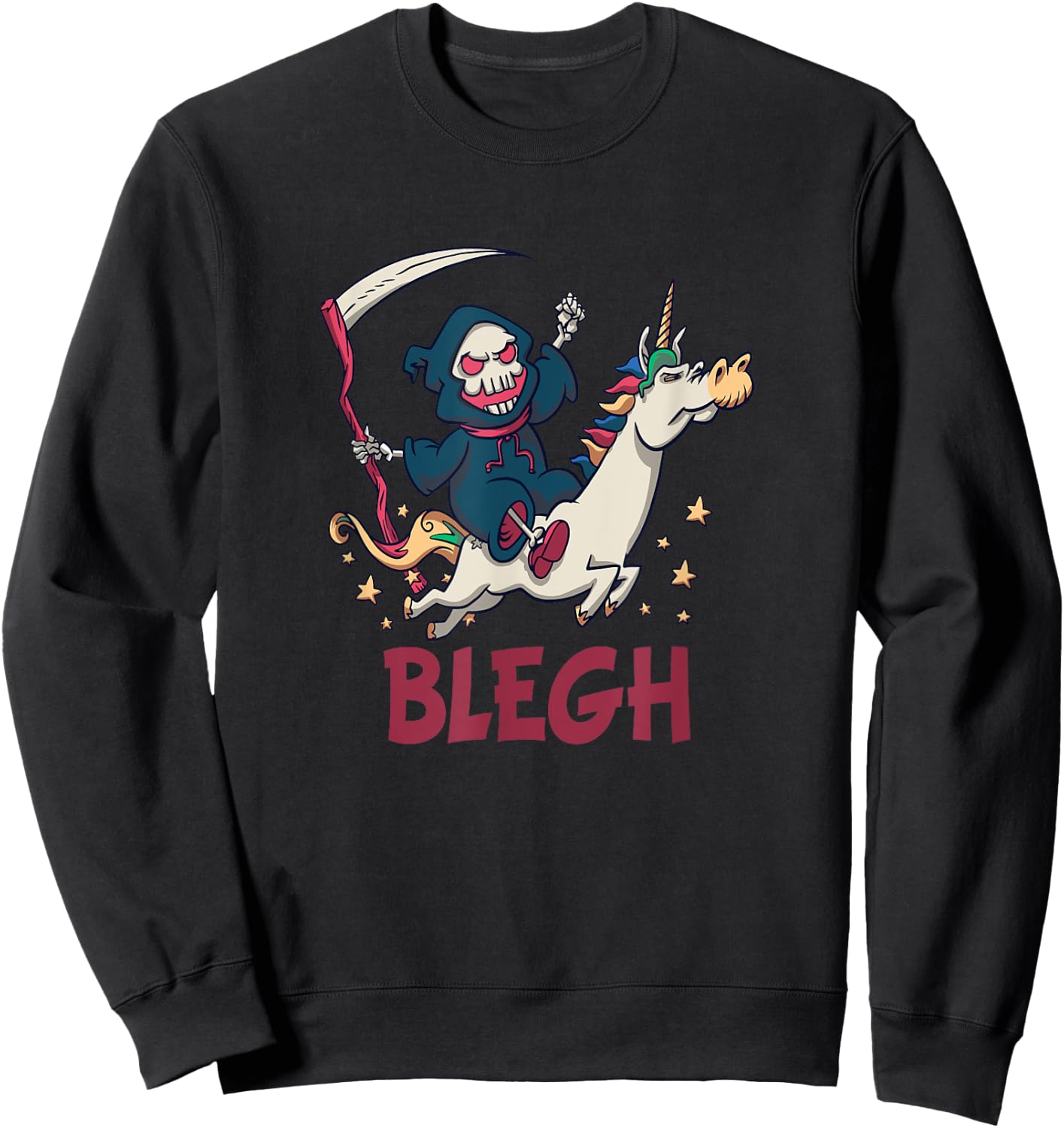 Blegh Funny Metalcore Reaper Unicorn Djent Deathcore Sweatshirt - Sweatshirt | Black