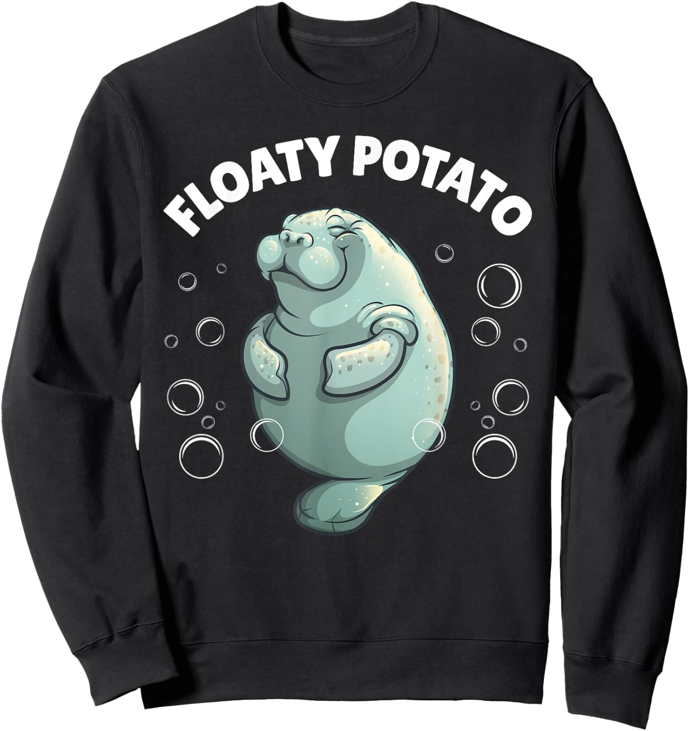 Cute Manatee Design Women Kids Sea Cow Manatee Lover Sweatshirt - Sweatshirt | Black