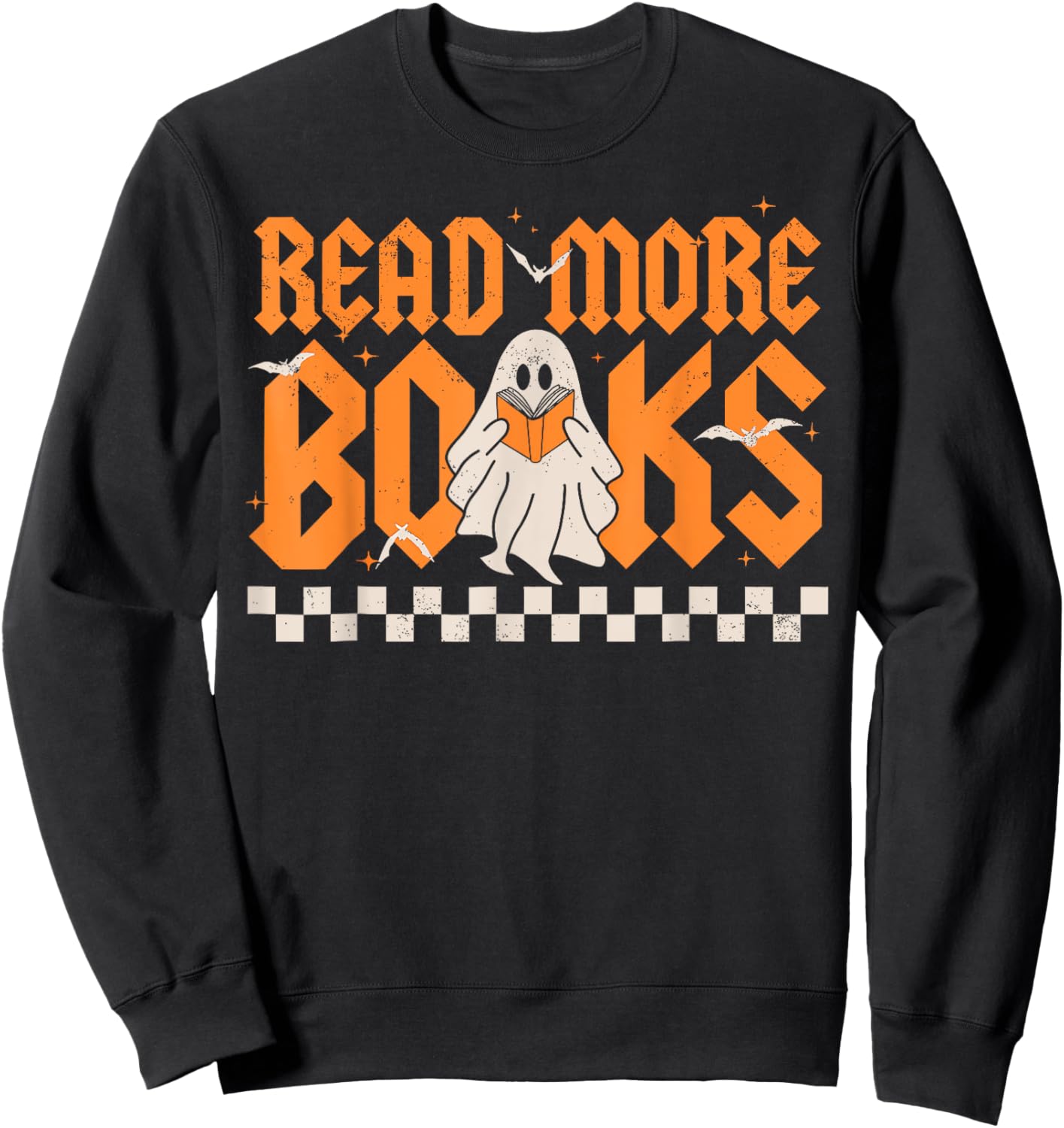 Groovy Booooks Ghost Read More Books Funny Teacher Halloween Sweatshirt - Sweatshirt | Black