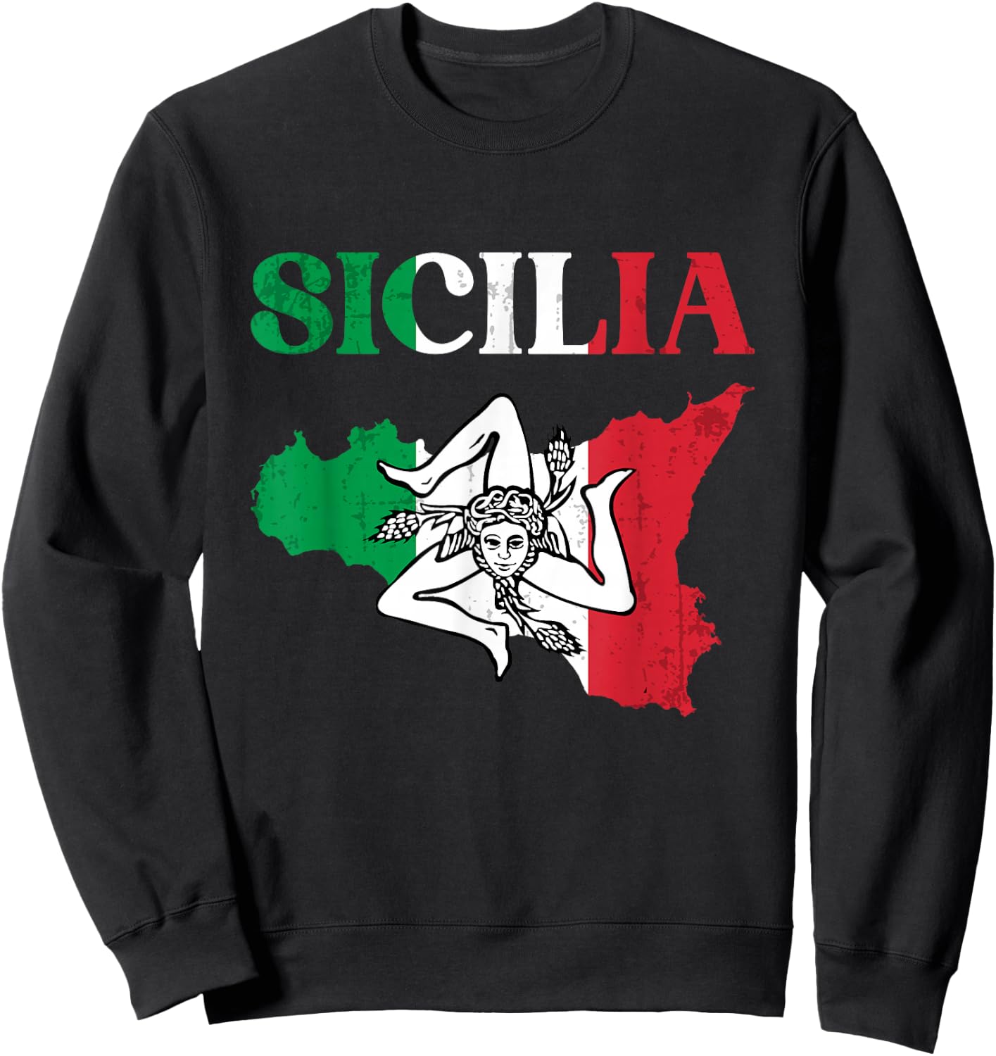 Sicilia Flag Sicily Palermo Italy Sweatshirt - Sweatshirt | Black