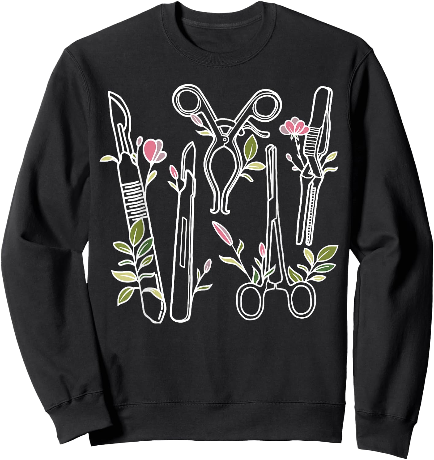 Floral Surgical Tech Surgery Medical Med School Graduation Sweatshirt - Sweatshirt | Black