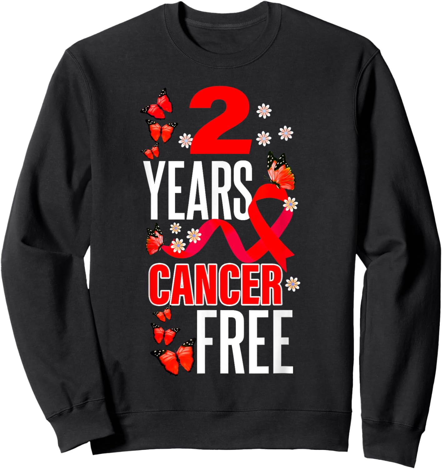 2 Year Cancer Free For Throat Cancer Awareness Sweatshirt - Sweatshirt | Black