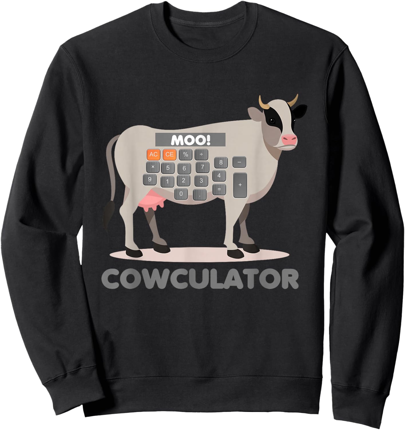 Algebra Maths Calculator Funny Problem Solver Cow Sweatshirt - Sweatshirt | Black