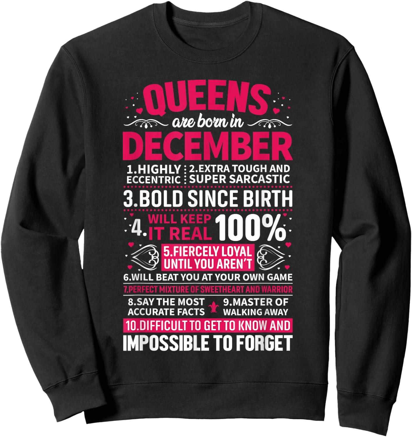 Queens Are Born in December Sweatshirt - Sweatshirt | Black