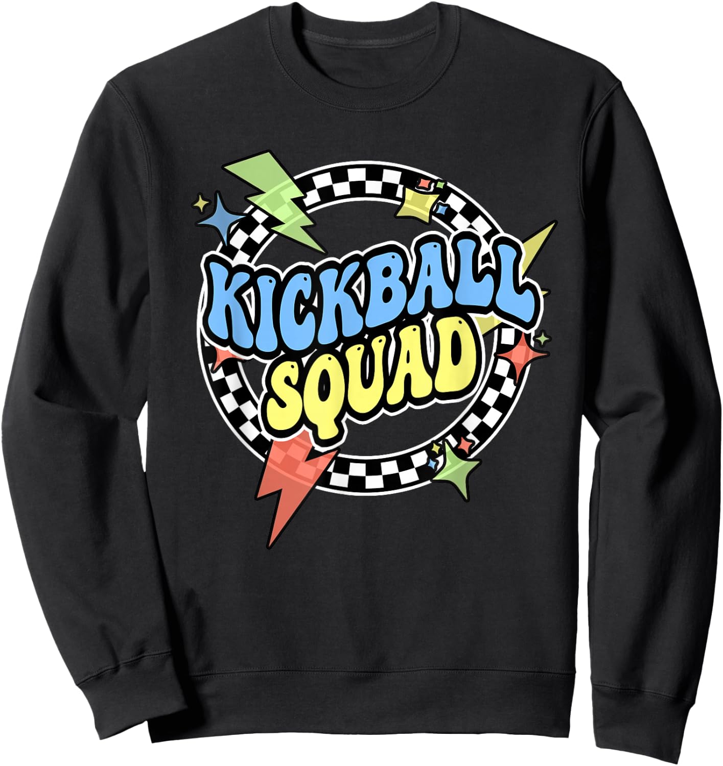 Retro Kickball Shirt For Kids Adults Men Boy Kickball Squad Sweatshirt - Sweatshirt | Black