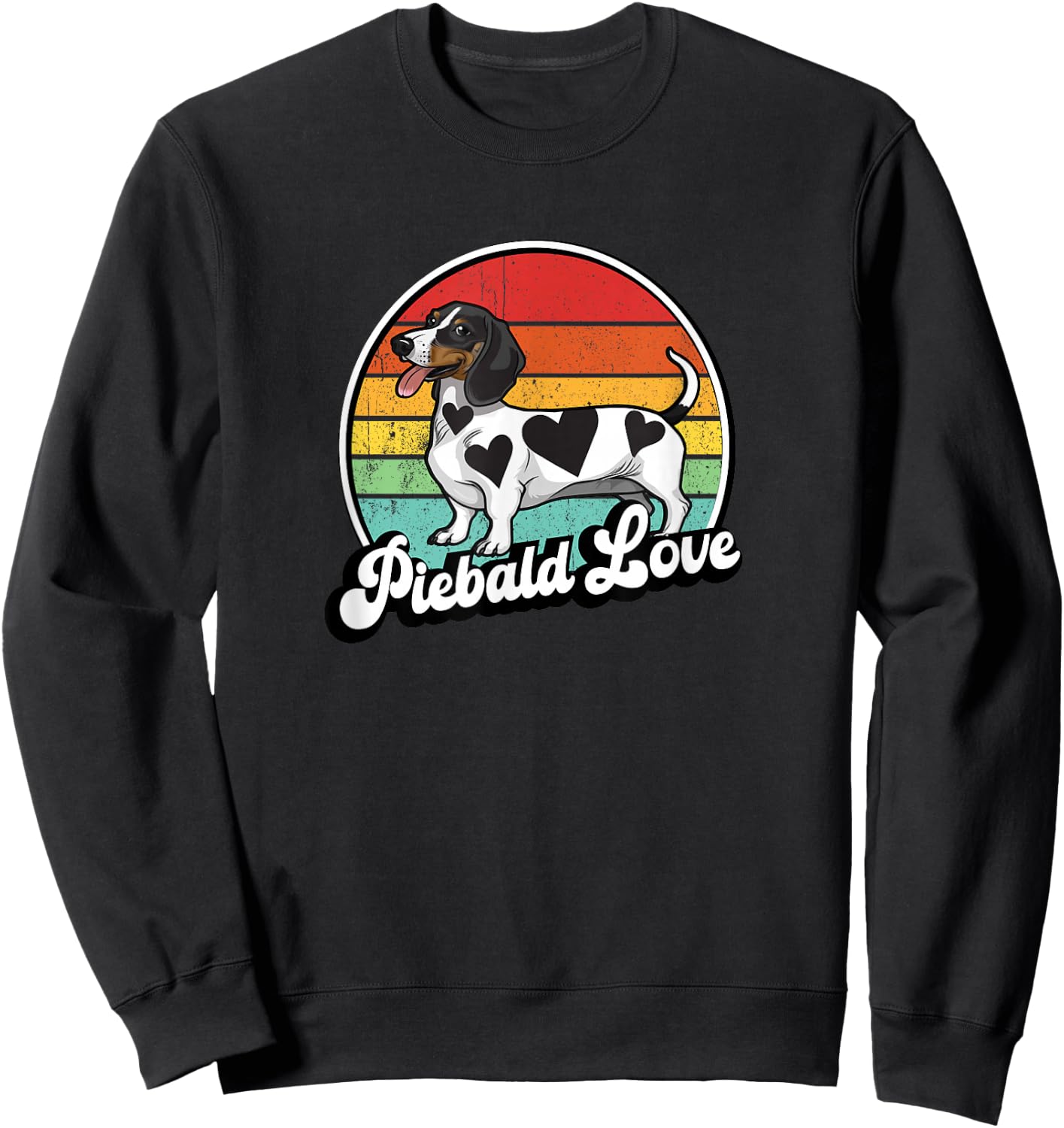 Funny Retro Vintage Love Piebald Dachshund Lover Sweatshirt - Sweatshirt | Black