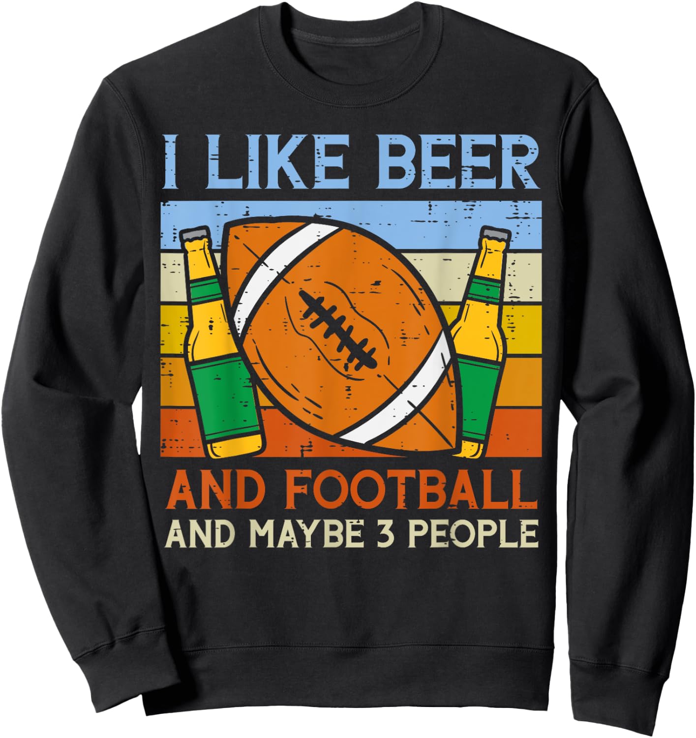 I Like Beer American Football 3 People Funny Sports Drinking Sweatshirt - Sweatshirt | Black