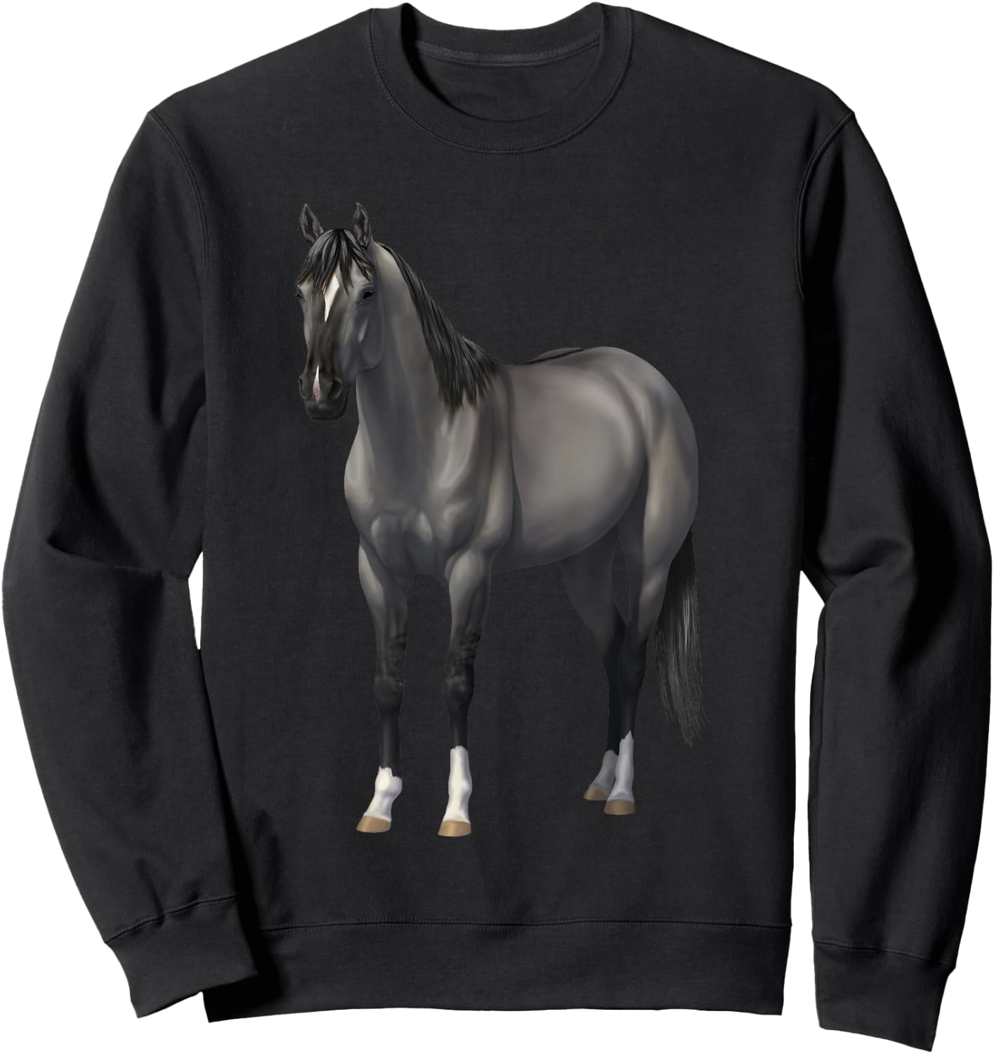 Beautiful Gray Grulla Quarter Horse Stallion Sweatshirt - Sweatshirt | Black
