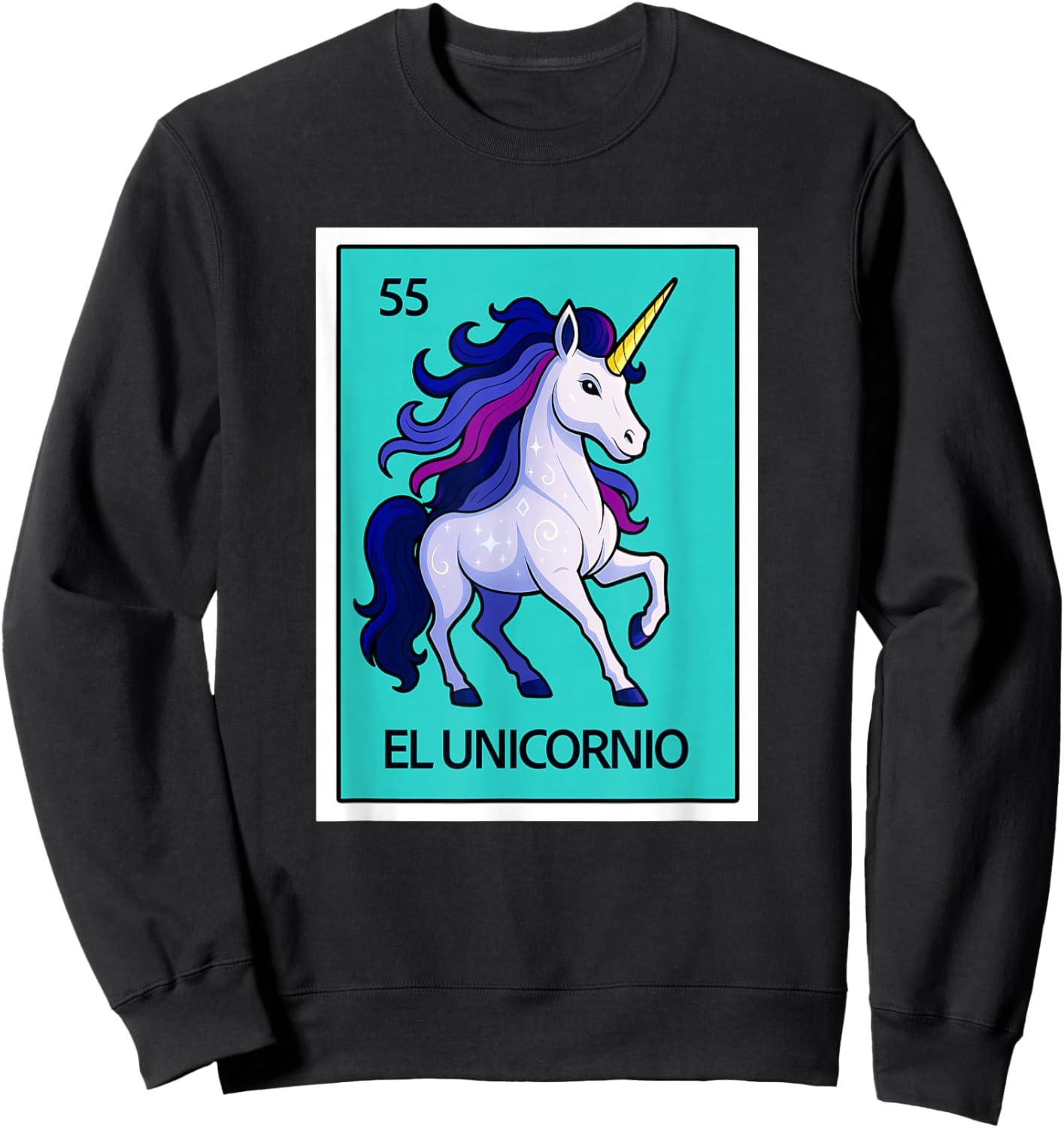 Mexican Lottery Designs El Unicornio, The Unicorn, Parody Sweatshirt - Sweatshirt | Black