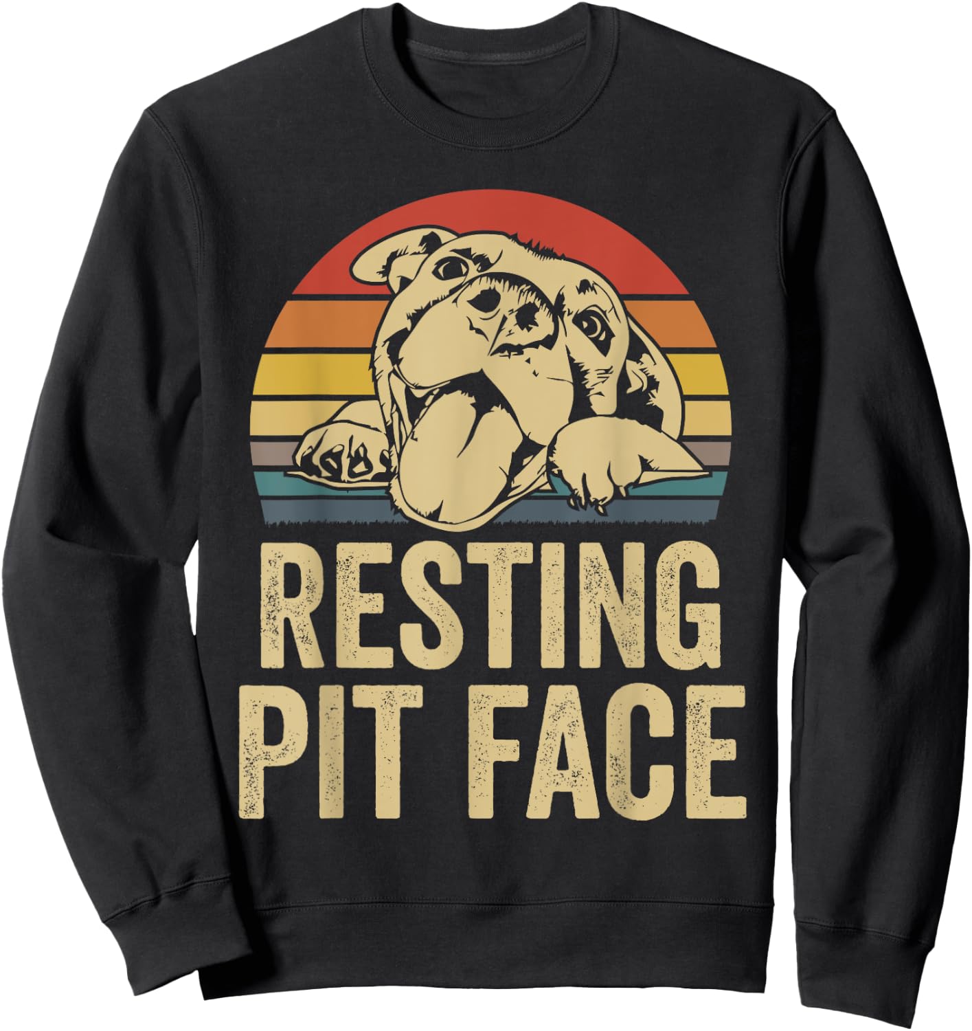 Resting Pit Face - Vintage Pitbull Lovers Gift Face Sweatshirt - Sweatshirt | Black