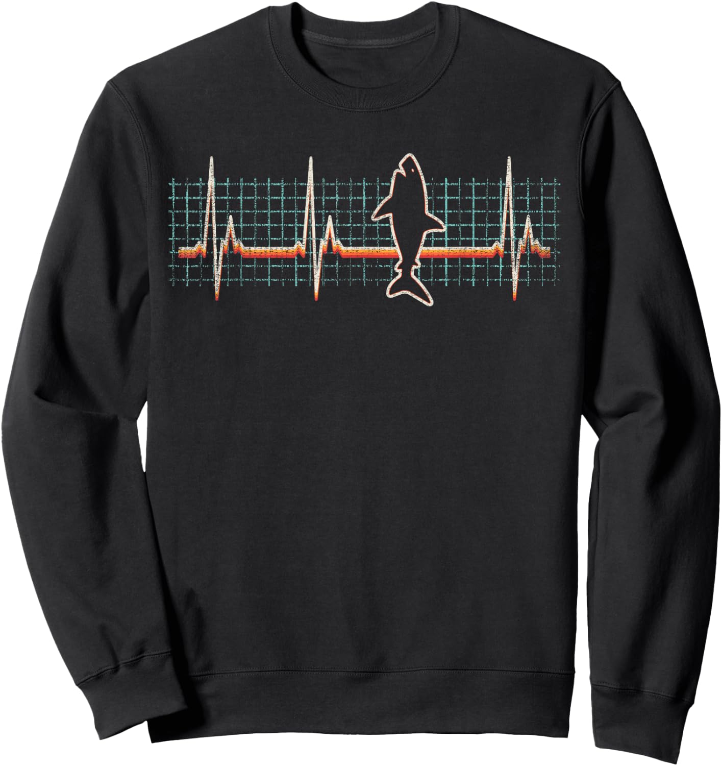 Great White Shark Retro Vintage 80s Style Sweatshirt - Sweatshirt | Black
