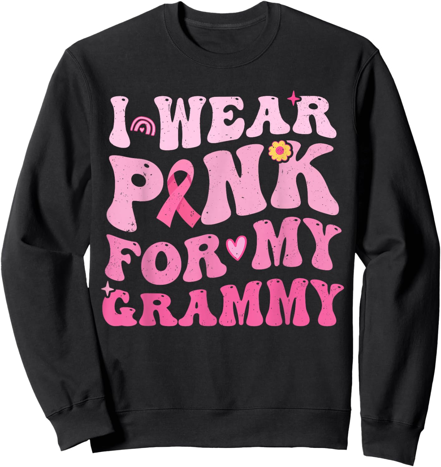 I Wear Pink For My Grammy Breast Cancer Grandma Kids Sweatshirt - Sweatshirt | Black