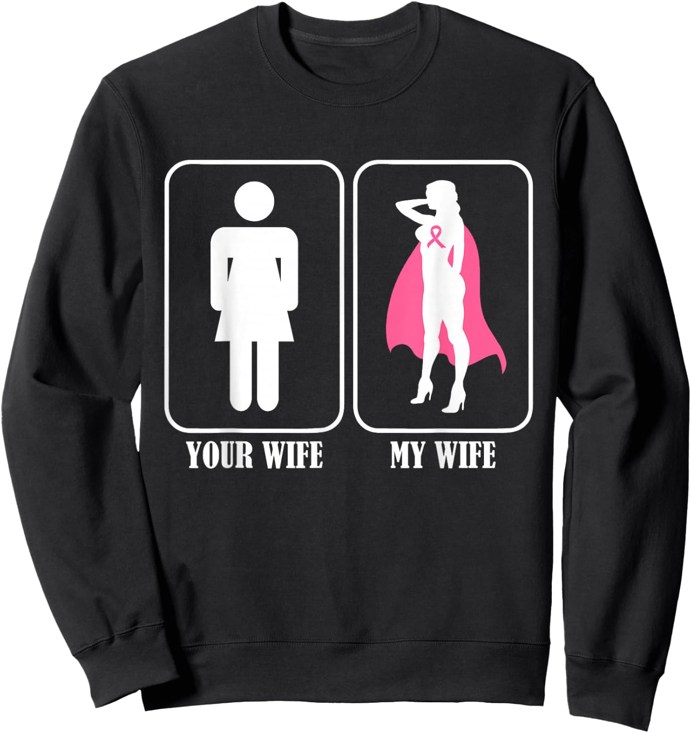 Your Wife My Wife Husband Breast Cancer Awareness Sweatshirt - Sweatshirt | Black
