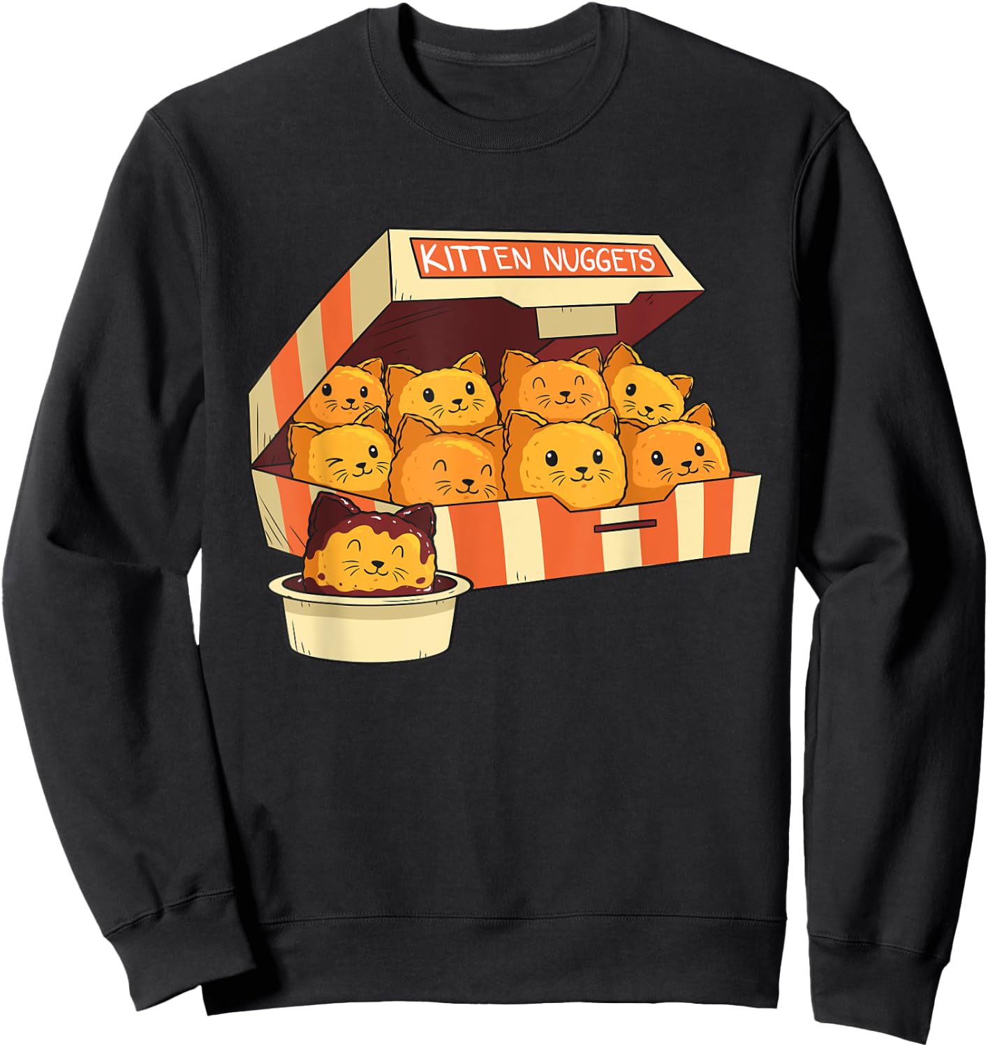 Kitten Nuggets Funny Cats & Chicken Nuggets Lover Funny Cat Sweatshirt - Sweatshirt | Black