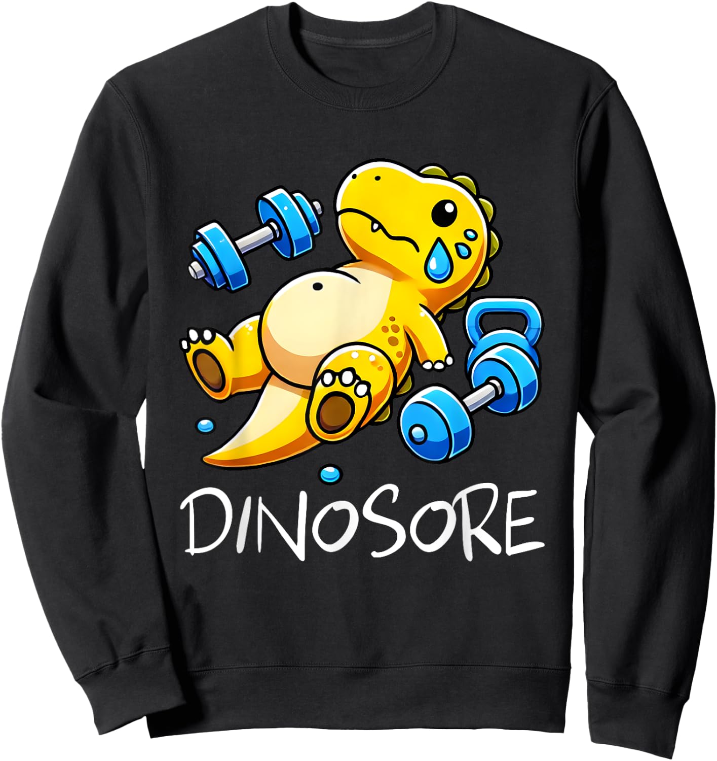 Funny Cute Dinosaur Workout Gym Fitness Weightlifting Gift Sweatshirt - Sweatshirt | Black