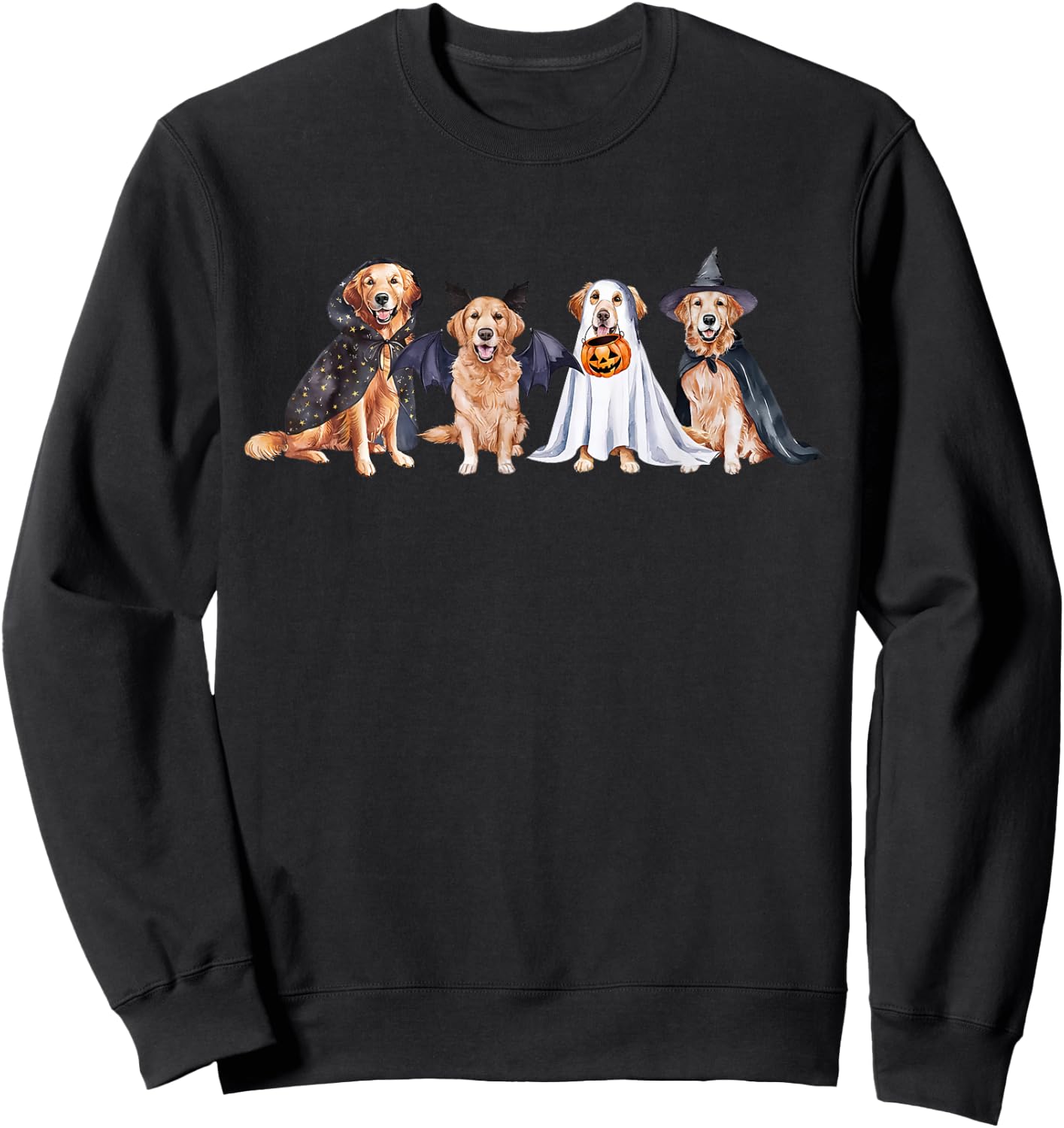 Golden Retriever Ghost Dog Halloween Golden Retriever Witch Sweatshirt - Sweatshirt | Black