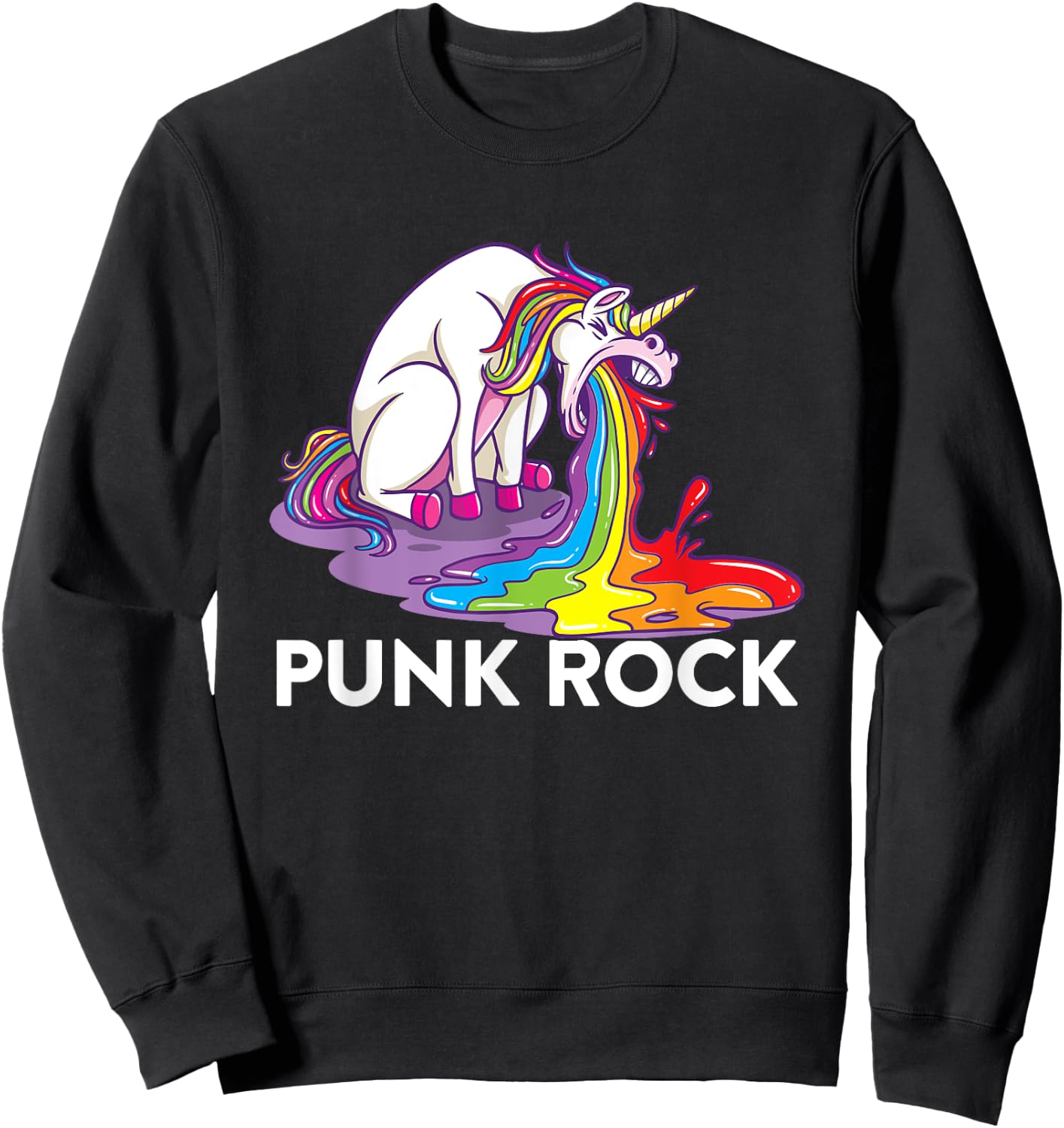 Punk Rock Unicorn Sweatshirt - Sweatshirt | Black