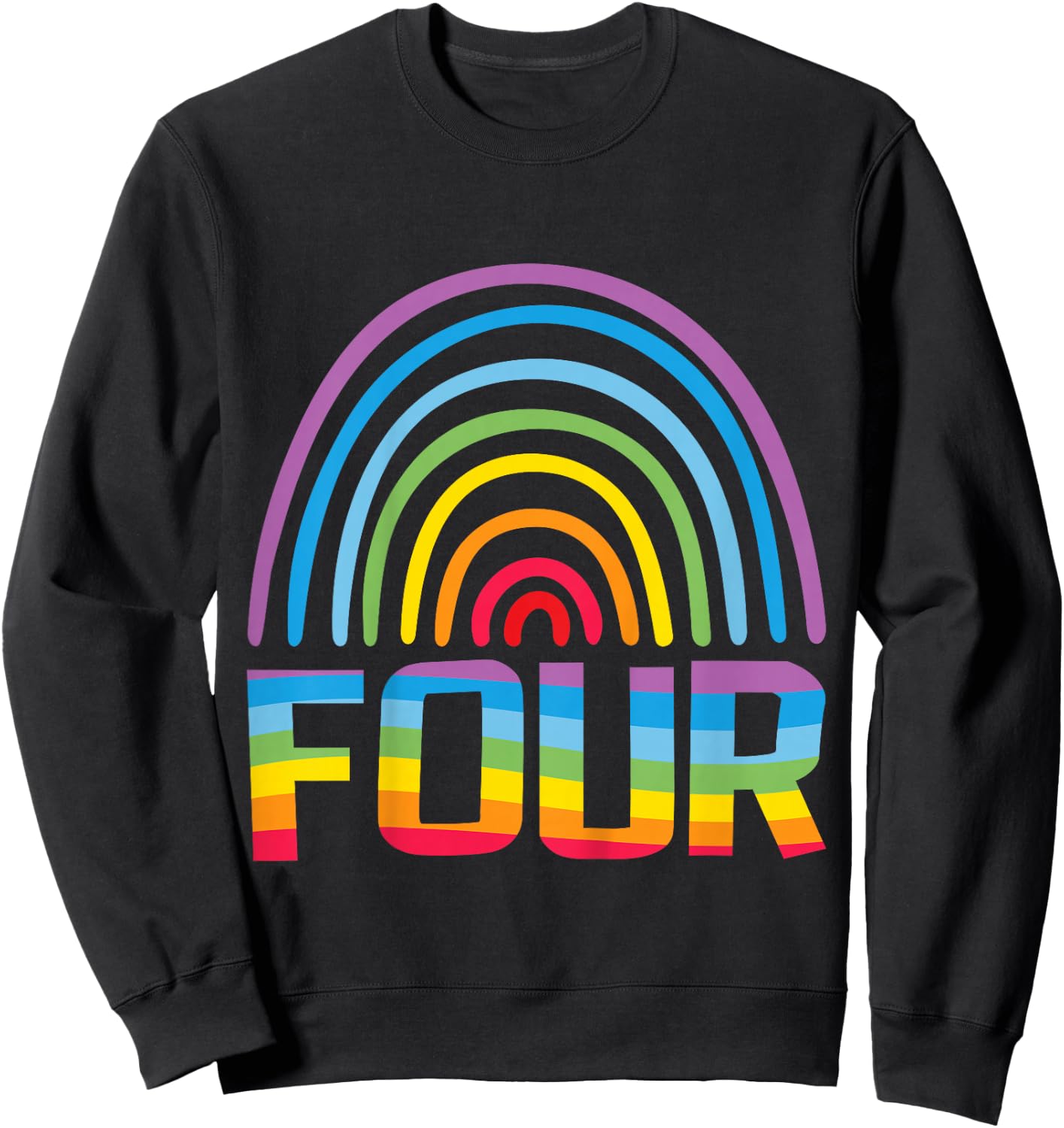 4th Birthday Gift Rainbow Fan 4 Years Old Girls 4 Bday Sweatshirt - Sweatshirt | Black