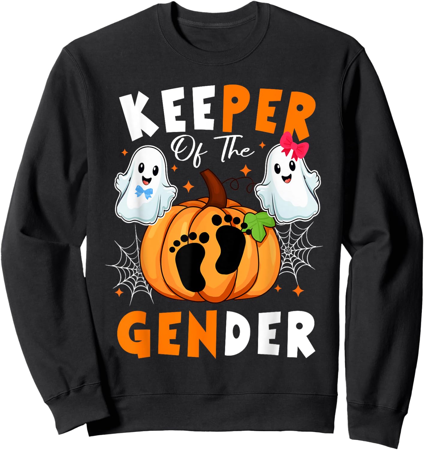 Keeper of the Gender Reveal Baby Halloween Thanksgiving Sweatshirt - Sweatshirt | Black