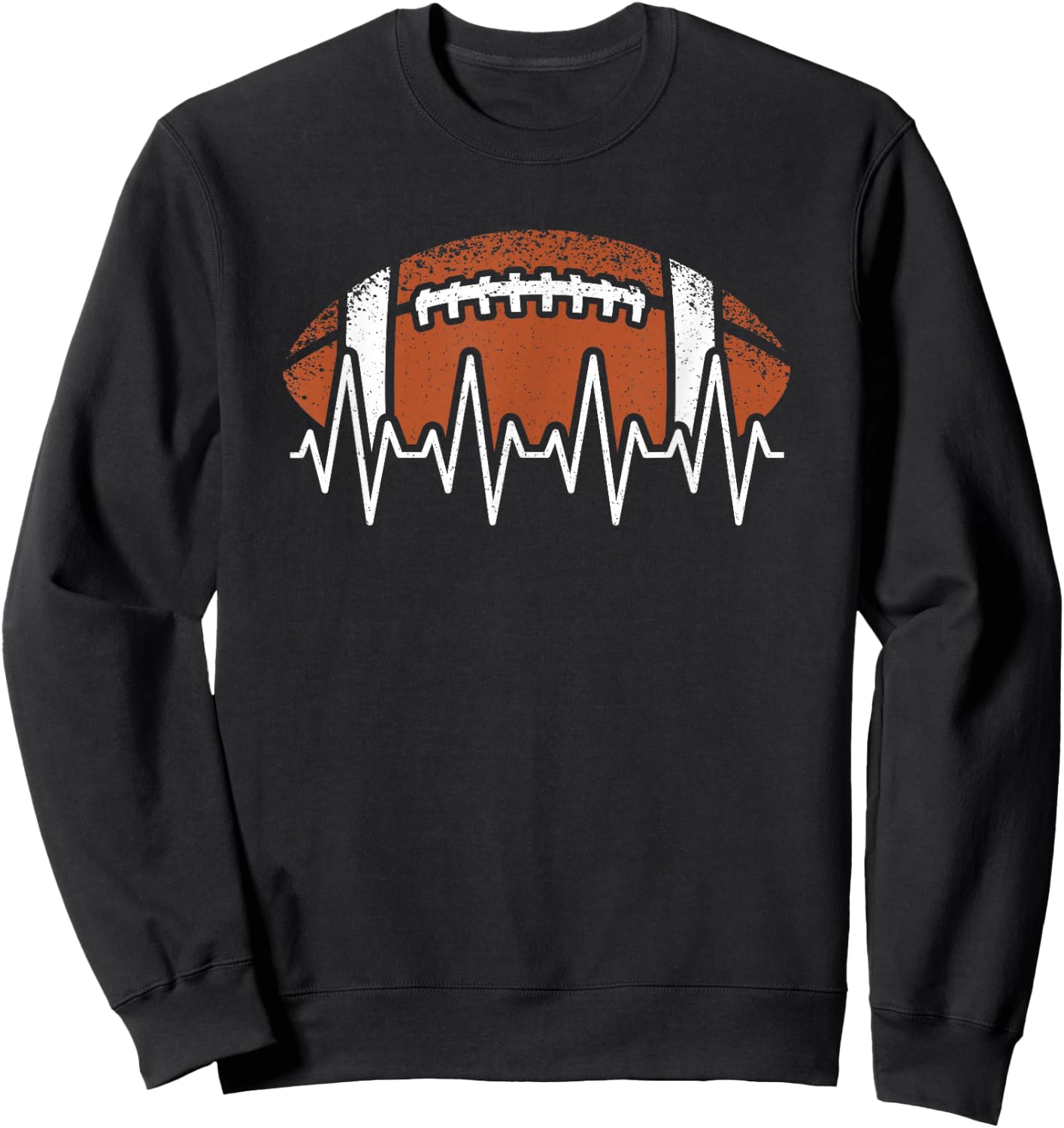 Vintage American Football Heartbeat Men Women Kids Sweatshirt - Sweatshirt | Black