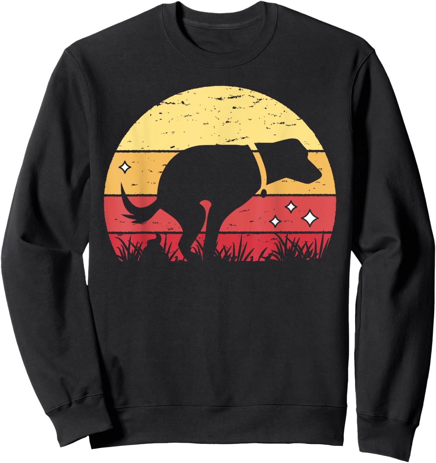 Retro Labrador Sunset Dog Pooping Canine Owner Sweatshirt - Sweatshirt | Black